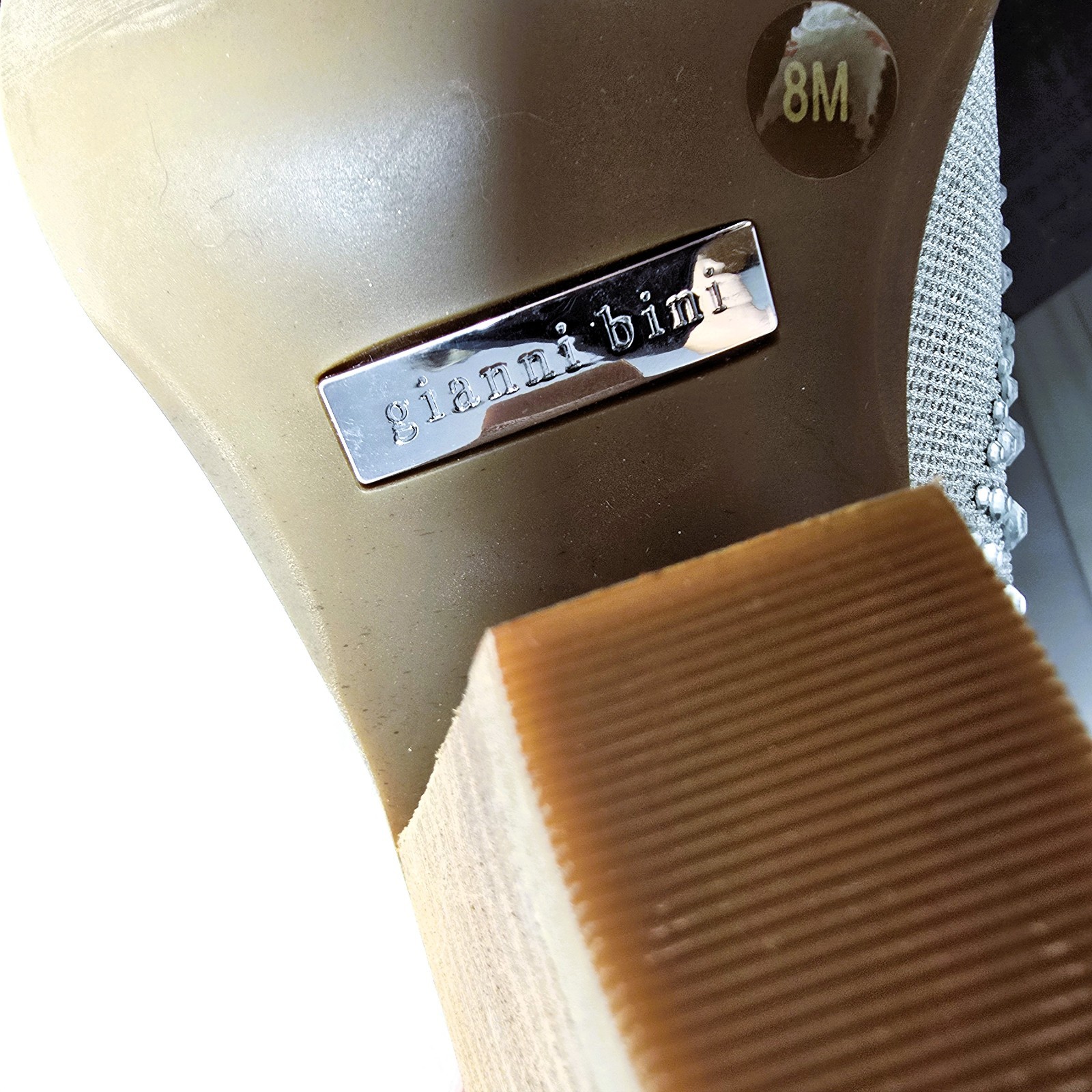 Gianni Bini Jeweled Silver Glitter Cowboy Booties Women’s 8 M Western Heels