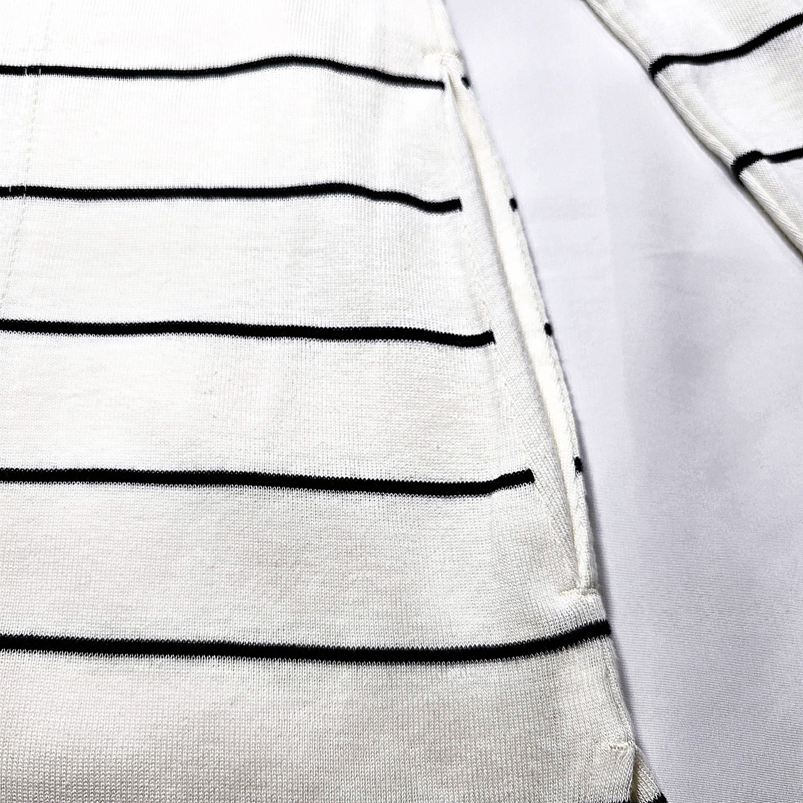 Chico’s Women’s White Black Striped Long Sleeve Tunic Top Pima Cotton Sz 1