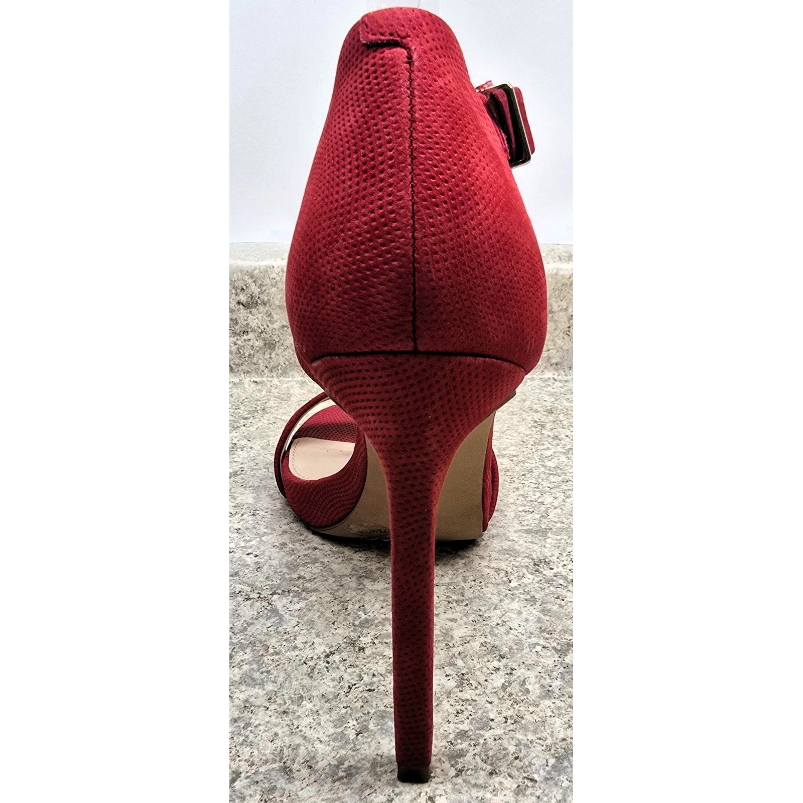 Vince Camuto Red Faux Suede Ankle Cuff Stiletto Heels – US 7.5 M