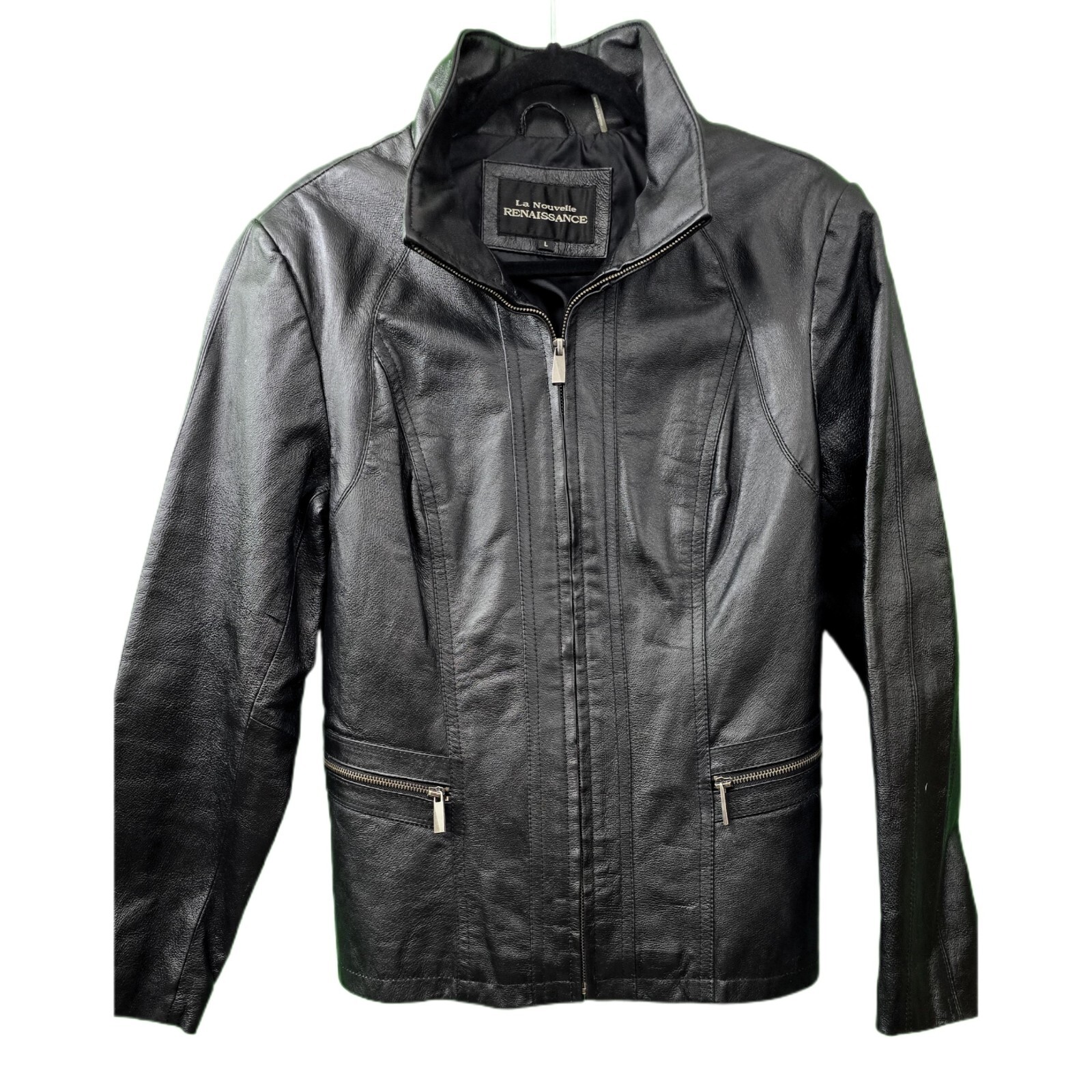 LA NOUVELLE RENAISSANCE Full Zip Genuine Leather Jacket Women's - Size L