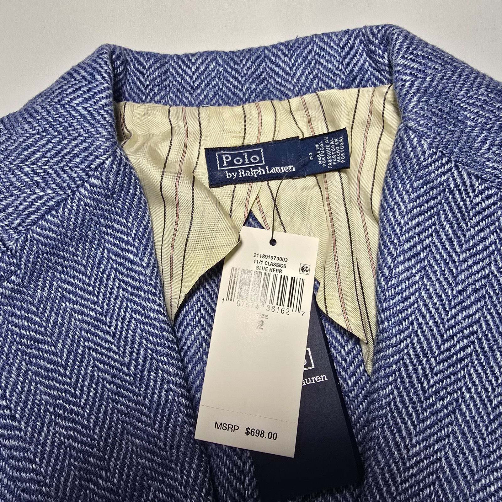 Polo Ralph Lauren Women’s Herringbone Linen Silk Wool Blazer Size 2 NWT