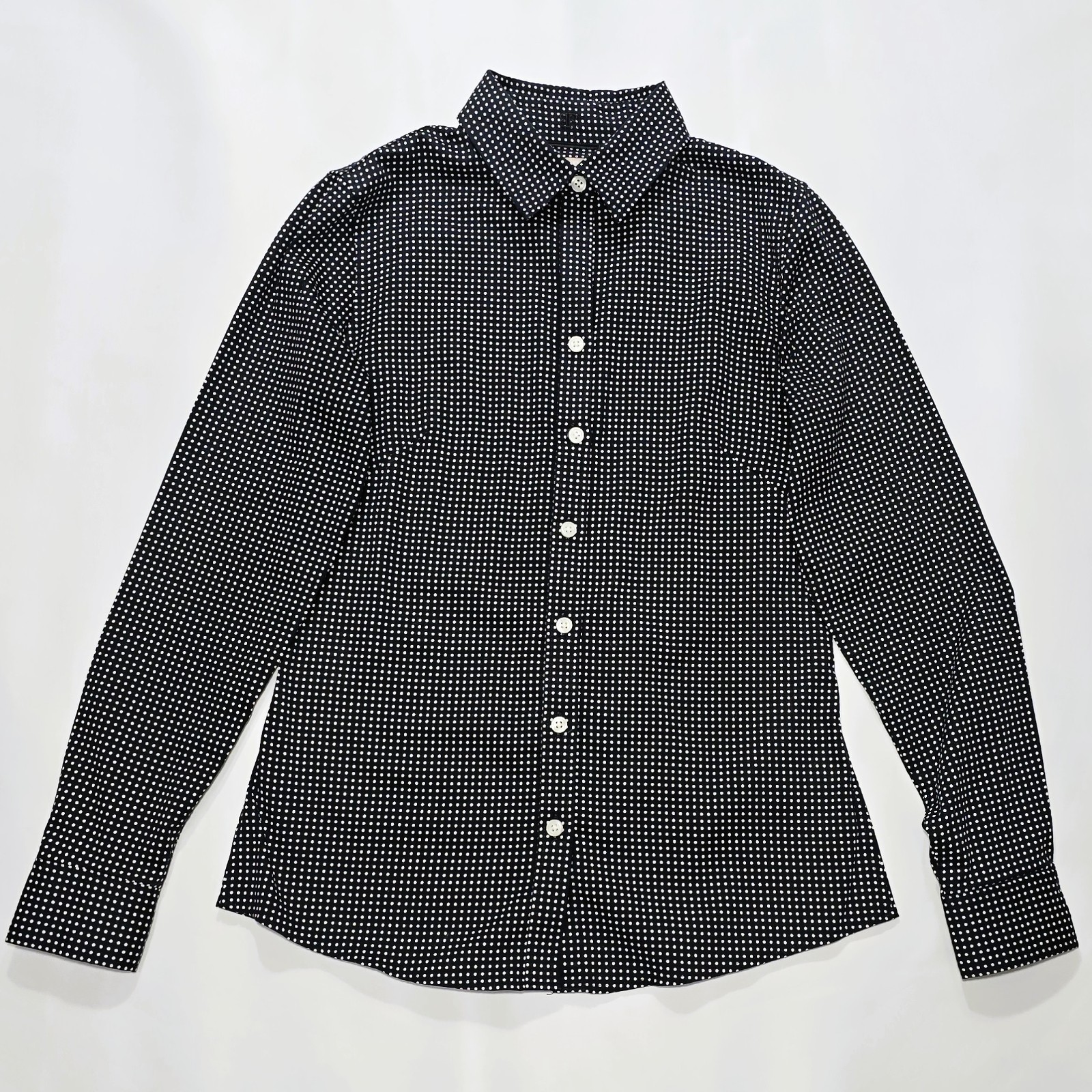 Banana Republic Women’s Slim-Fit Polka Dot Button Down Shirt Size 4 Black