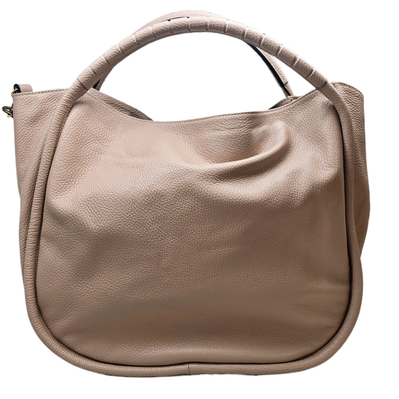 Italian Leather Women’s Large Hobo Handbag Nude Pink Made in Italy