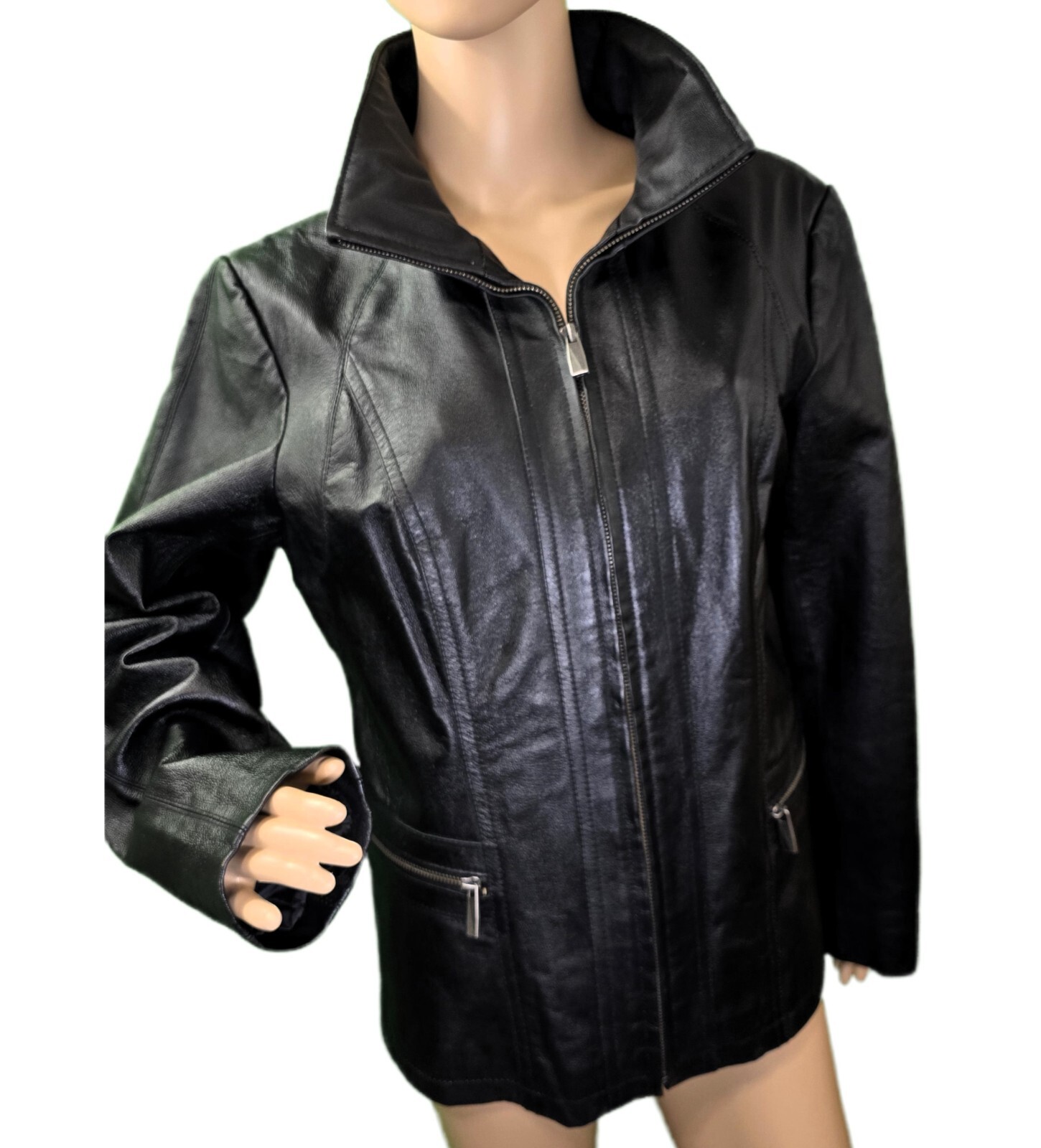 LA NOUVELLE RENAISSANCE Full Zip Genuine Leather Jacket Women's - Size L