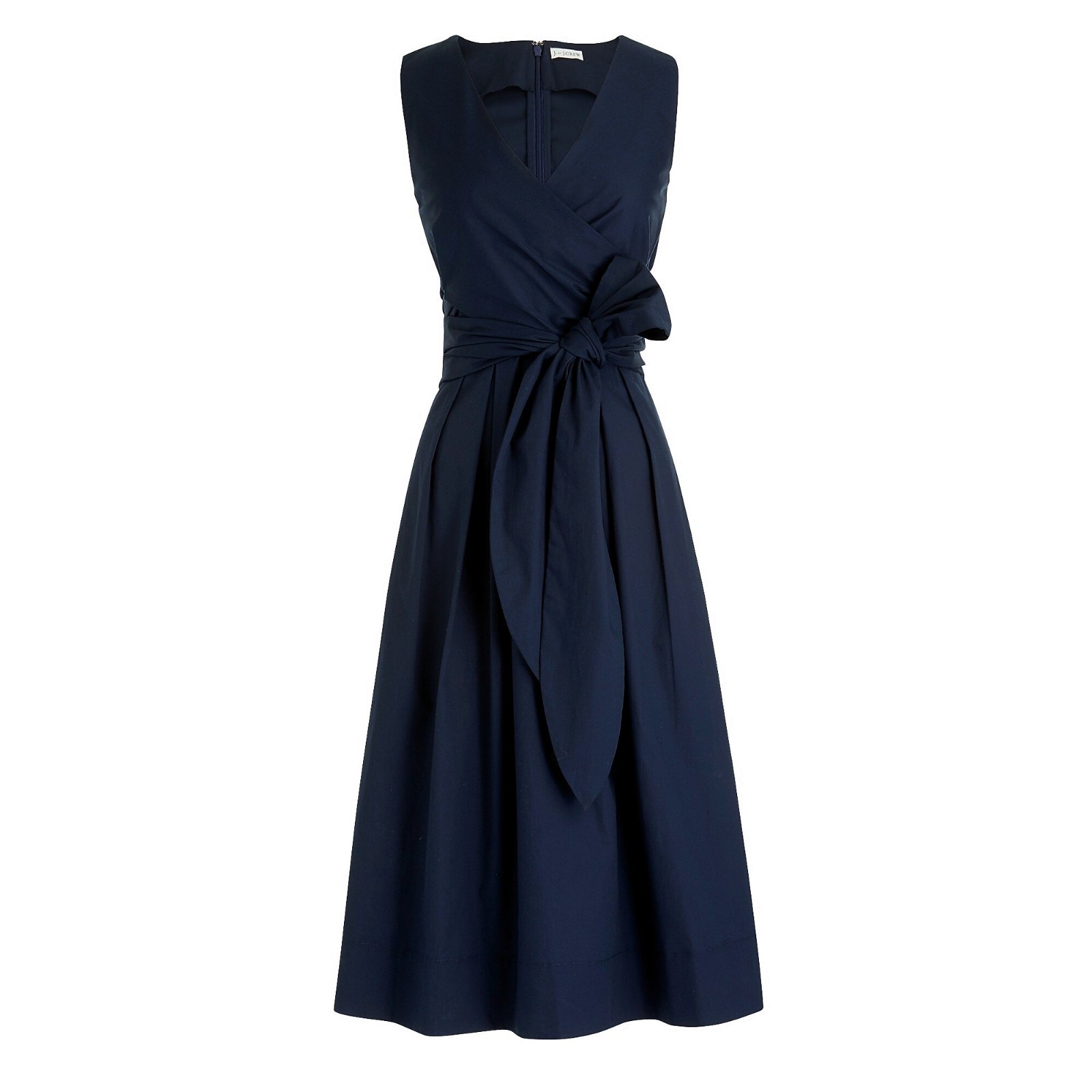 J Crew Women’s Wrap-Top Shirtdress Navy Organic Cotton Midi Dress Size 2
