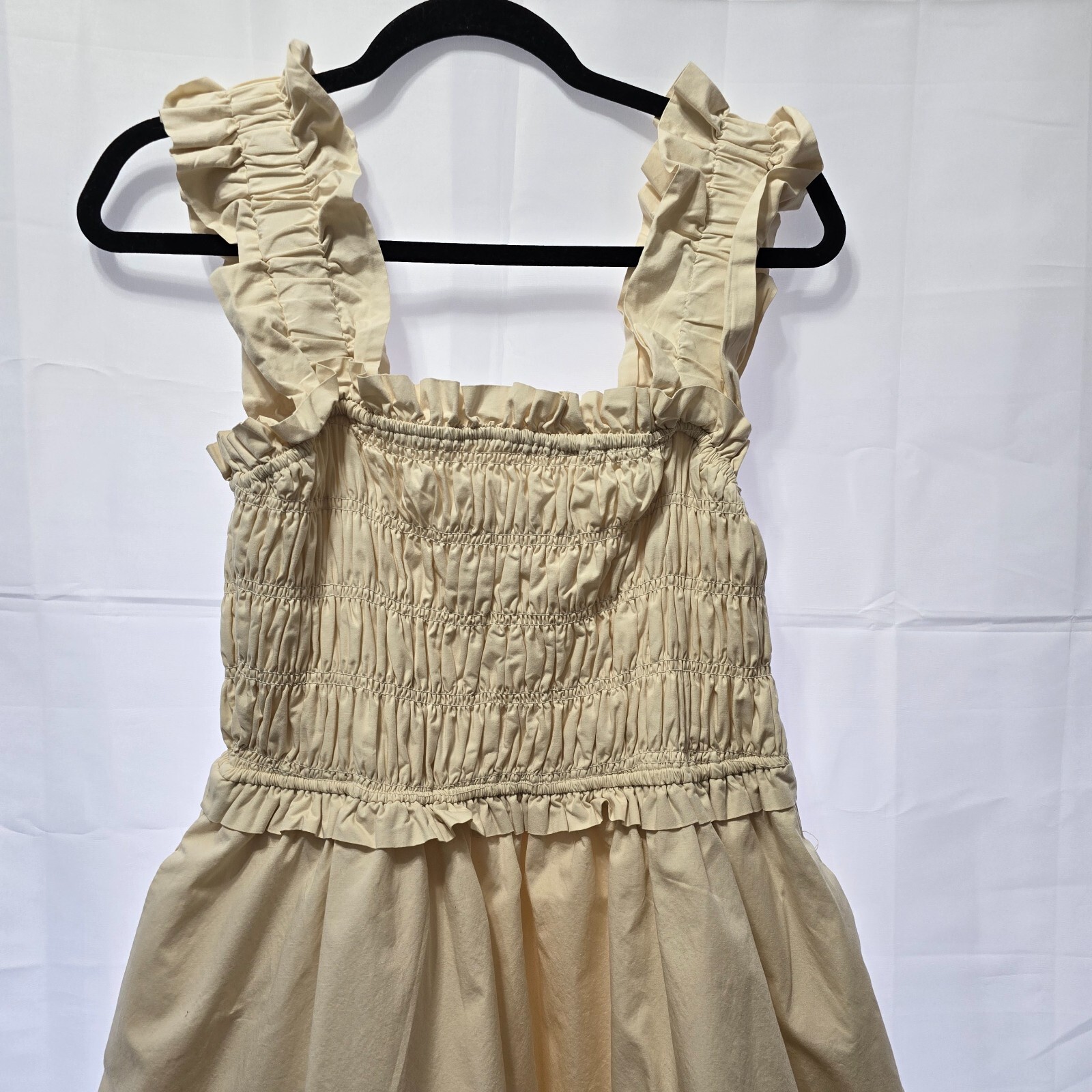 English Factory Women's Ruffled Shoulder Straps Midi Dress | Beige | Size S