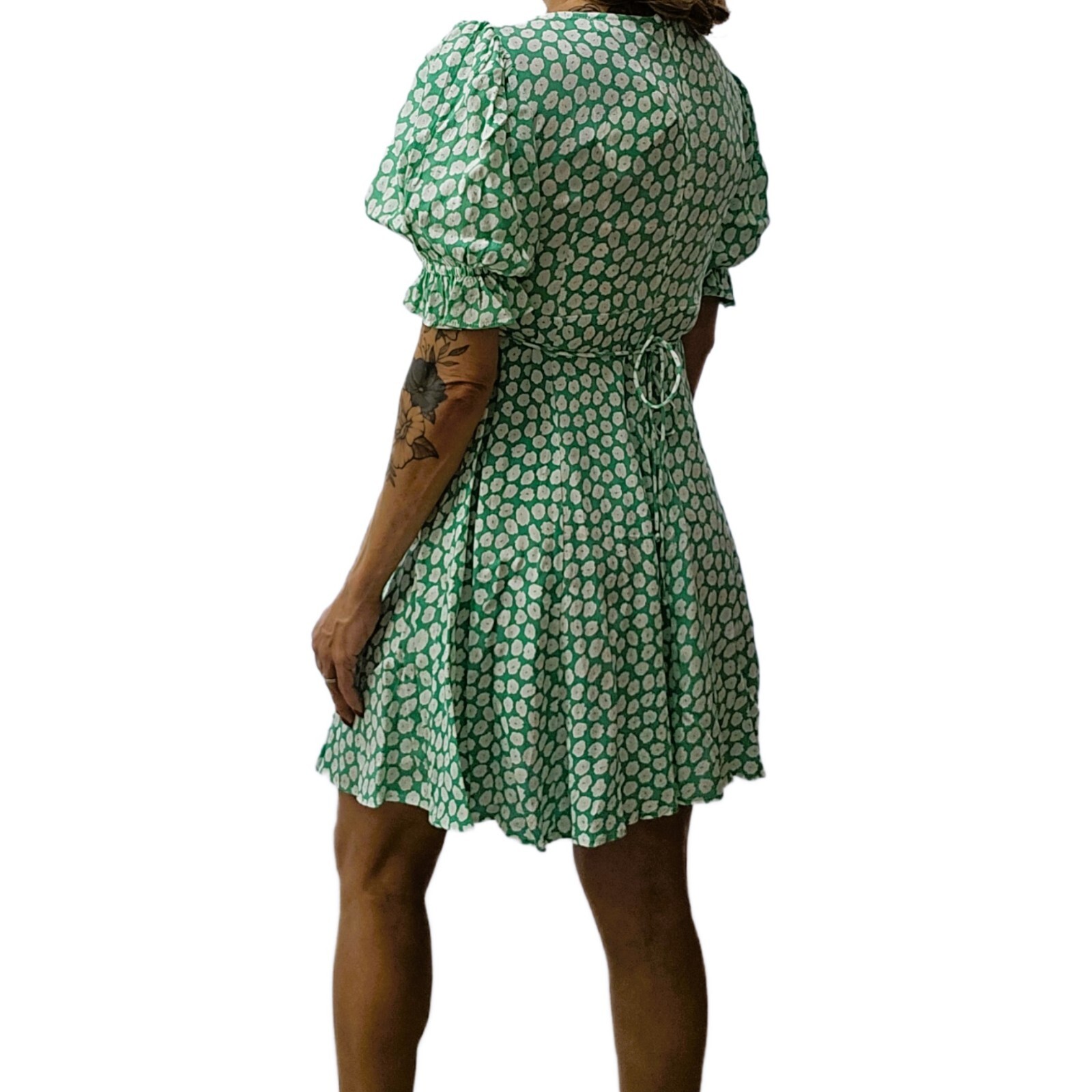 NWT Faithfull the Brand La Barben Mini Dress Cora Floral, Green, Size 6