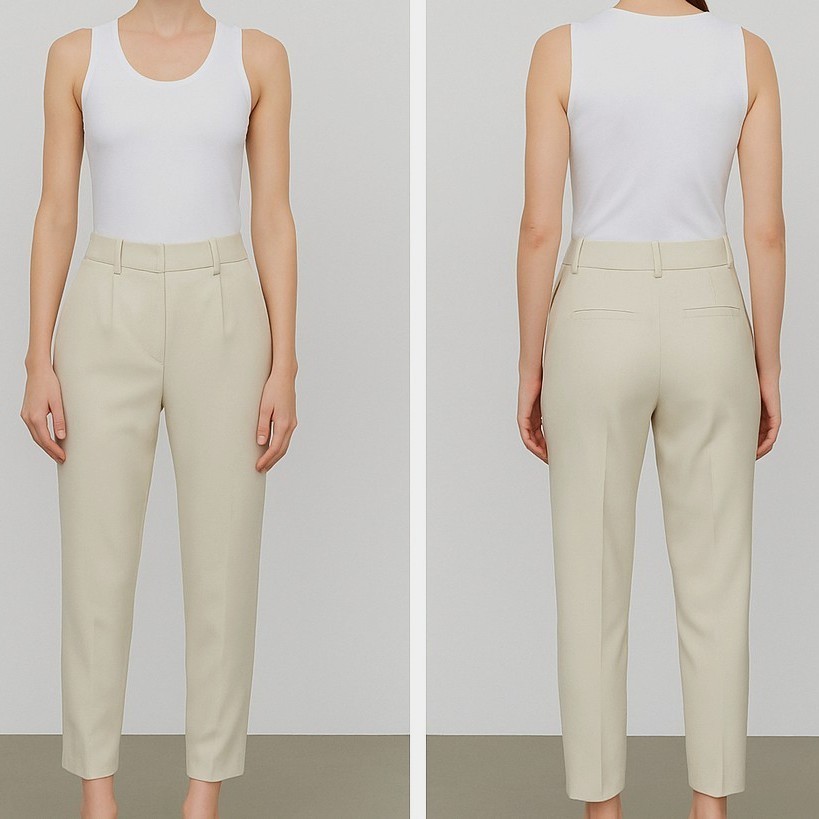 Zara Women’s High Waist Cream Ivory Ankle Dress Pants Size S