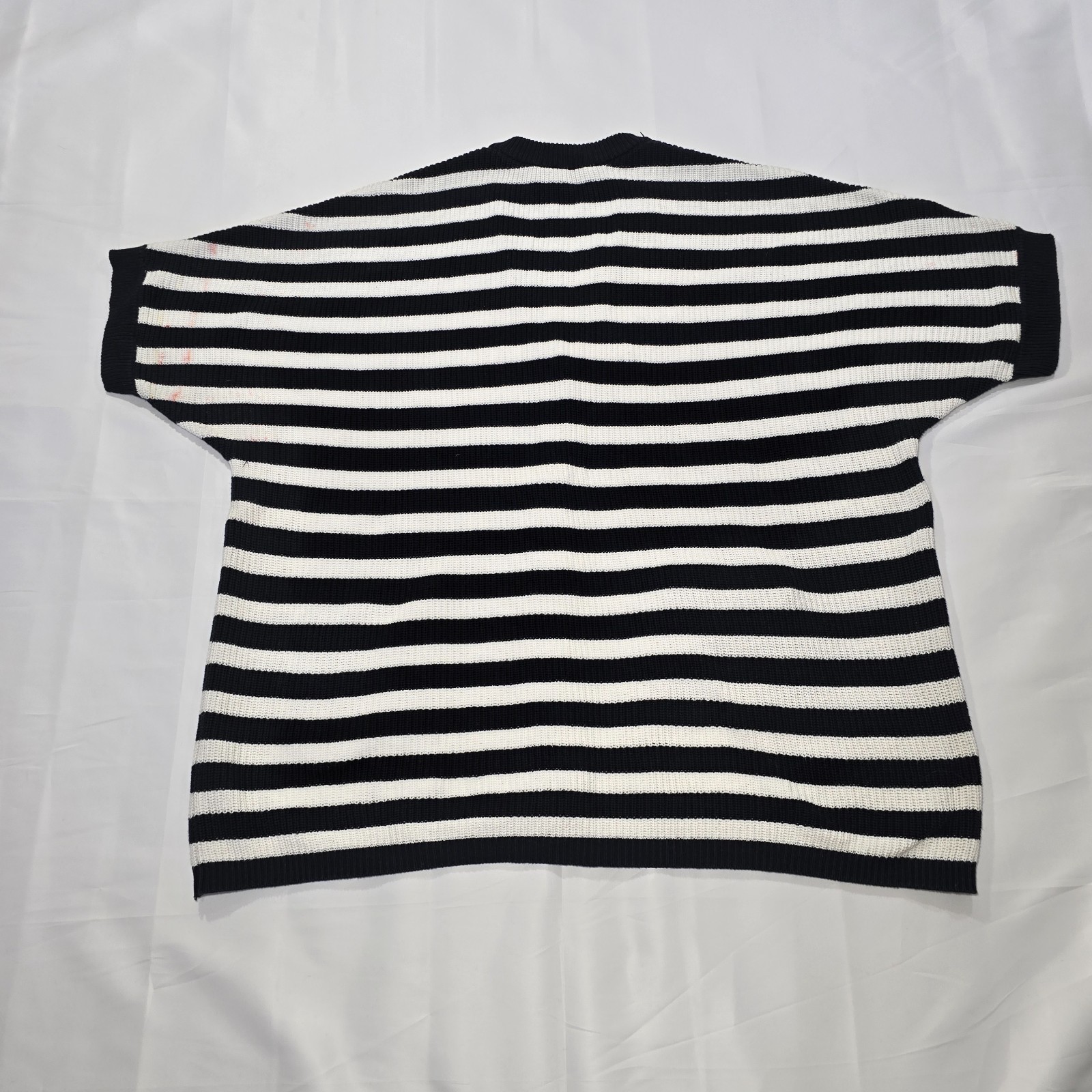 Cabi Whistle Striped Longline Short-Sleeve Cardigan XL with Pockets