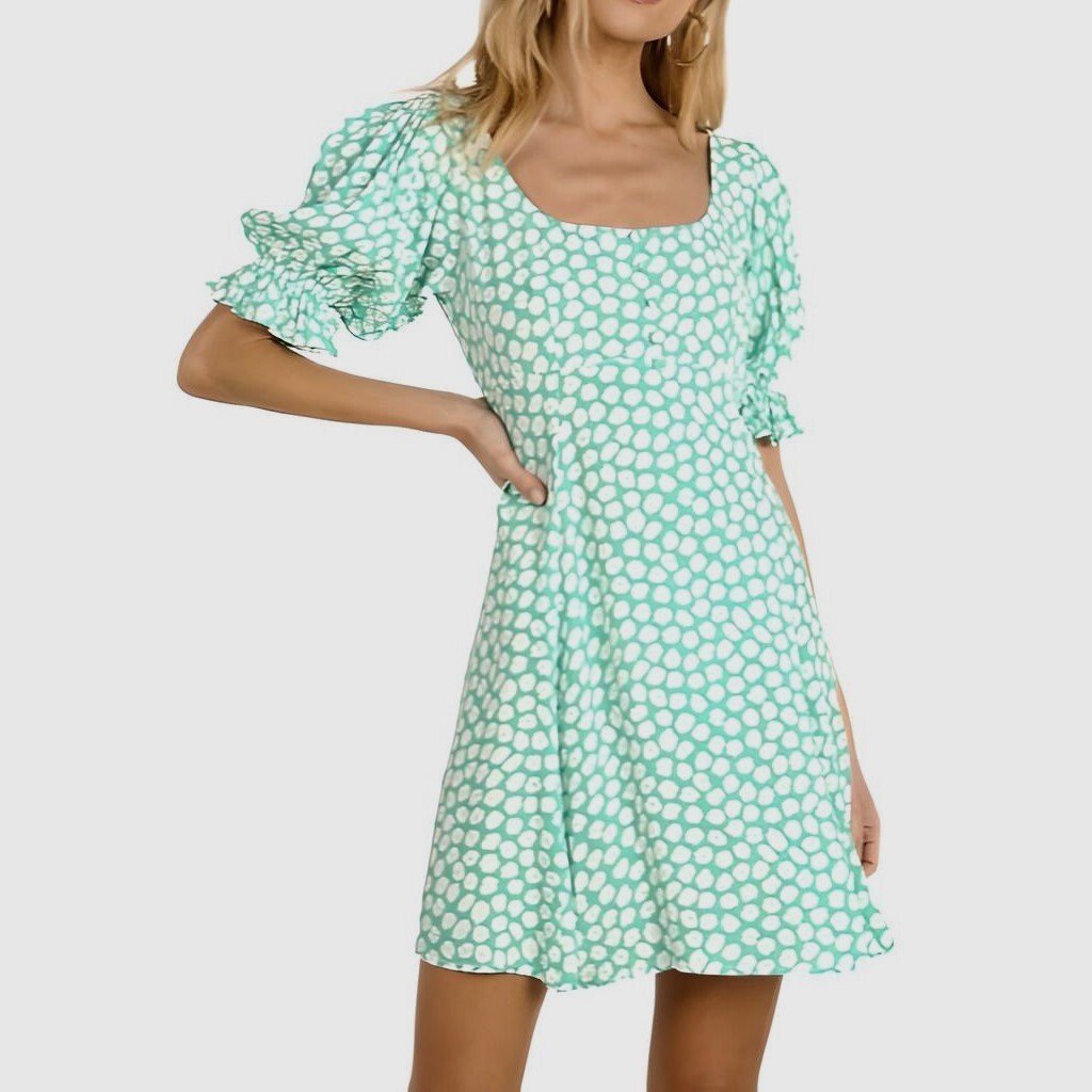 NWT Faithfull the Brand La Barben Mini Dress Cora Floral, Green, Size 6