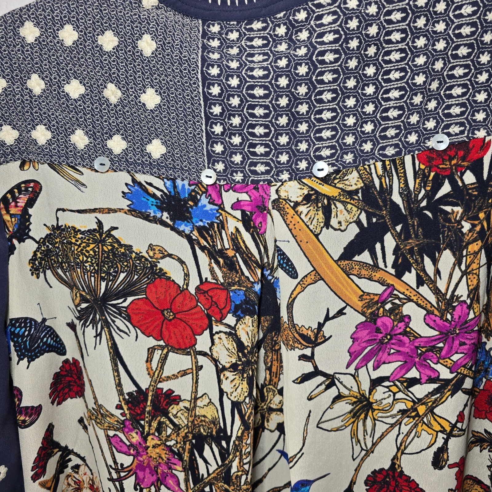 John Mark Women's Floral Embroidered Back Detail Long Sleeve Top S