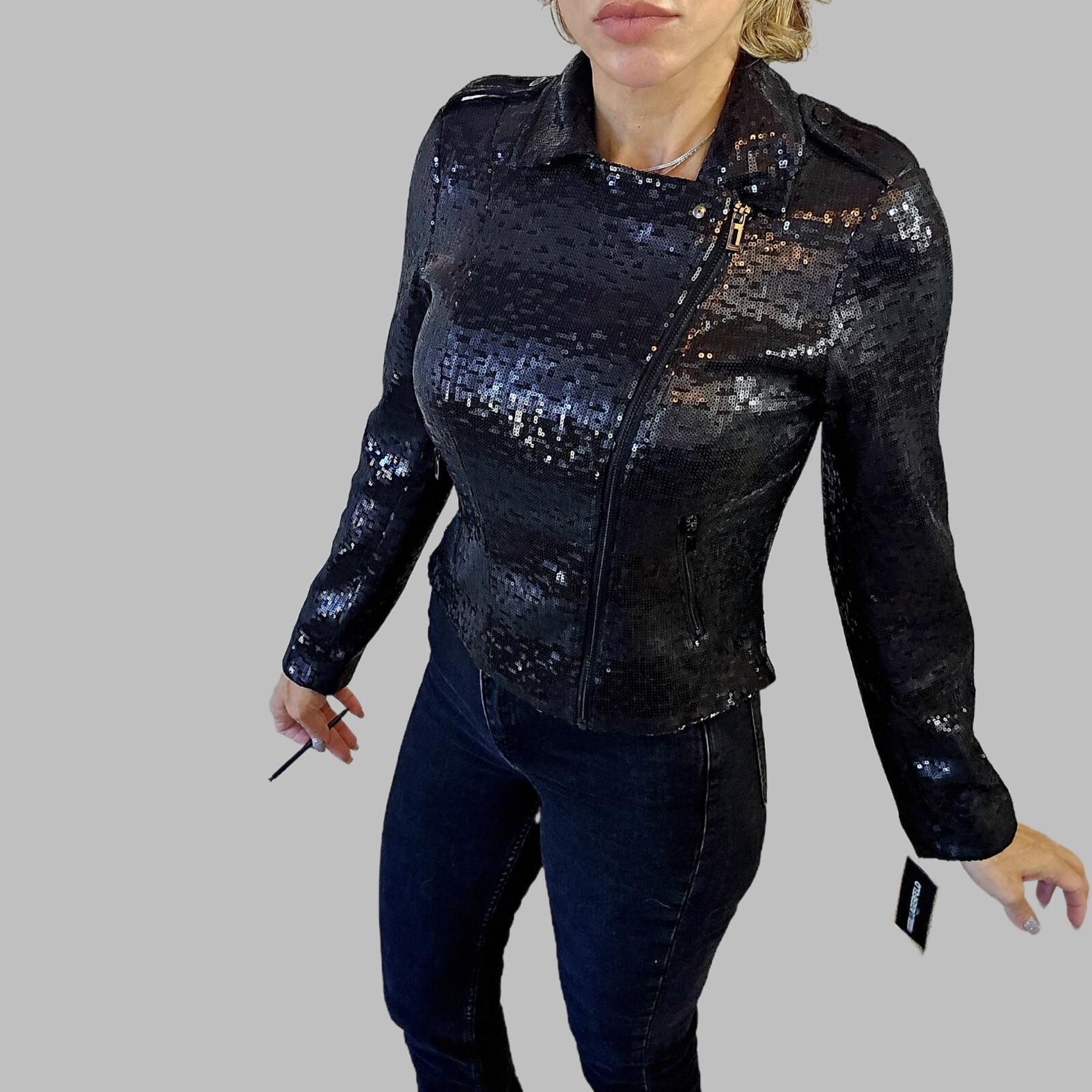 KARL LAGERFELD PARIS - Women's Sequined Moto Jacket – Size XS – NEW!