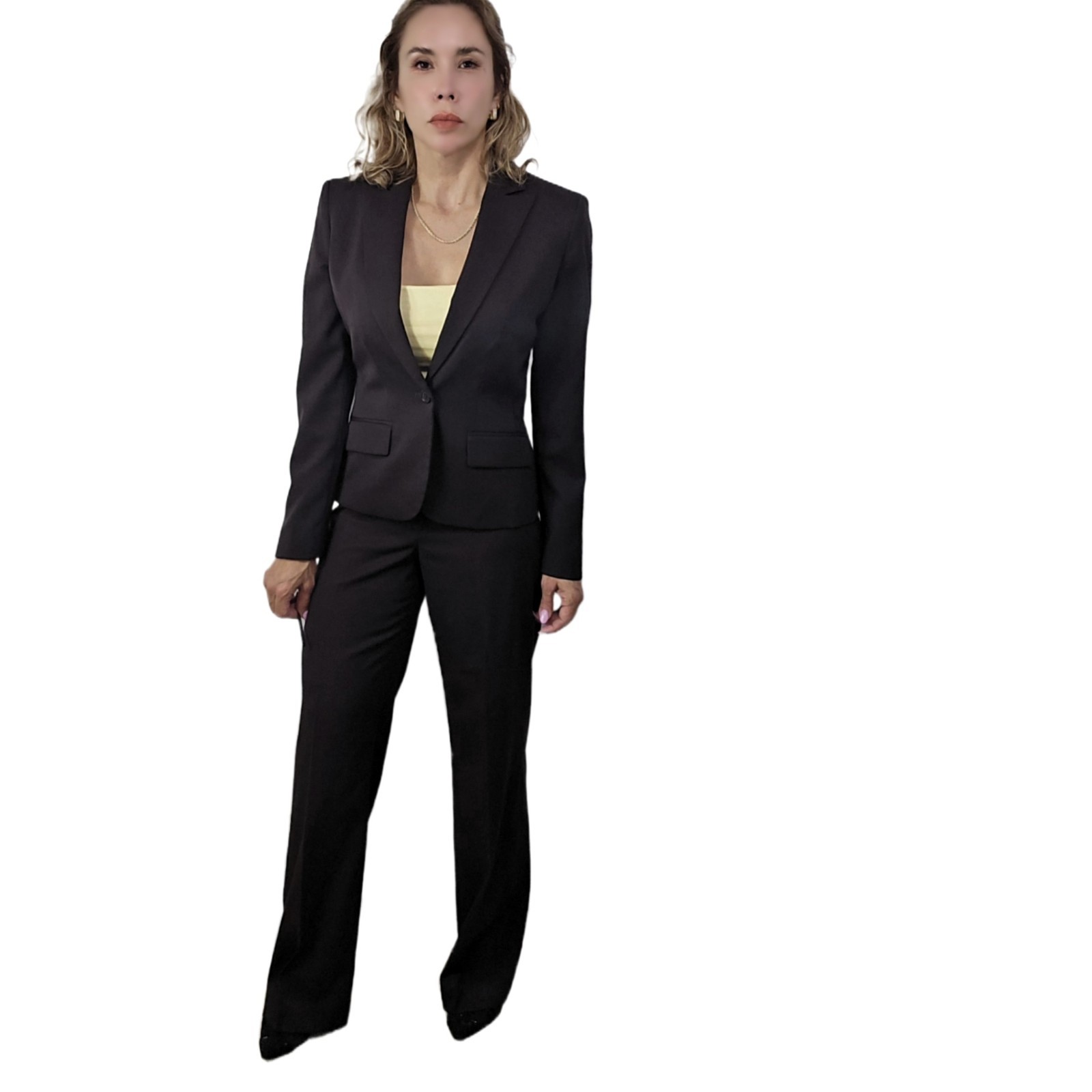 Anne Klein Executive 2-Piece Brown Blazer & Pants Suit Size 6 – Professional