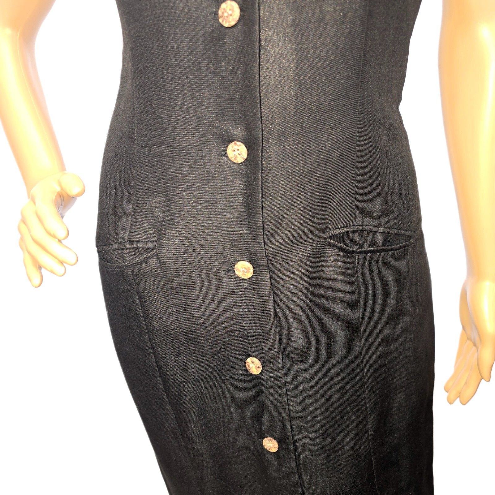Vintage BP. Nordstrom Sheath Dress Women's Small – Black Linen Midi, Sleeveless