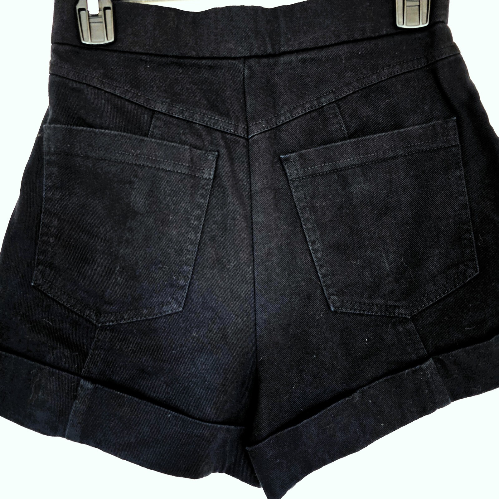 Zara Women's Black High-Waist Paperbag Shorts S 100% Cotton Pleated