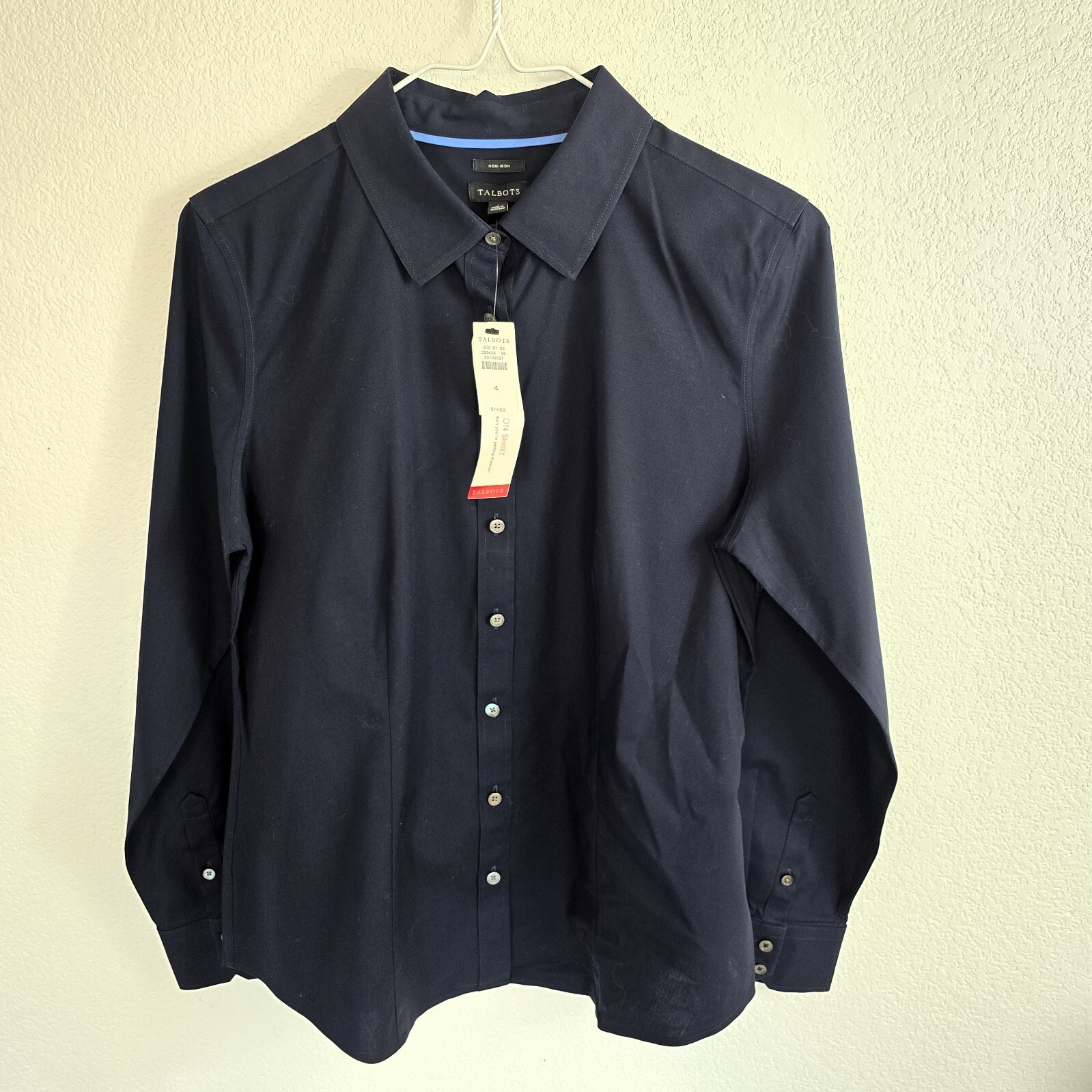 Talbots Women's Size 4 Dark Blue Long-Sleeved Button-Down Shirt – NWT
