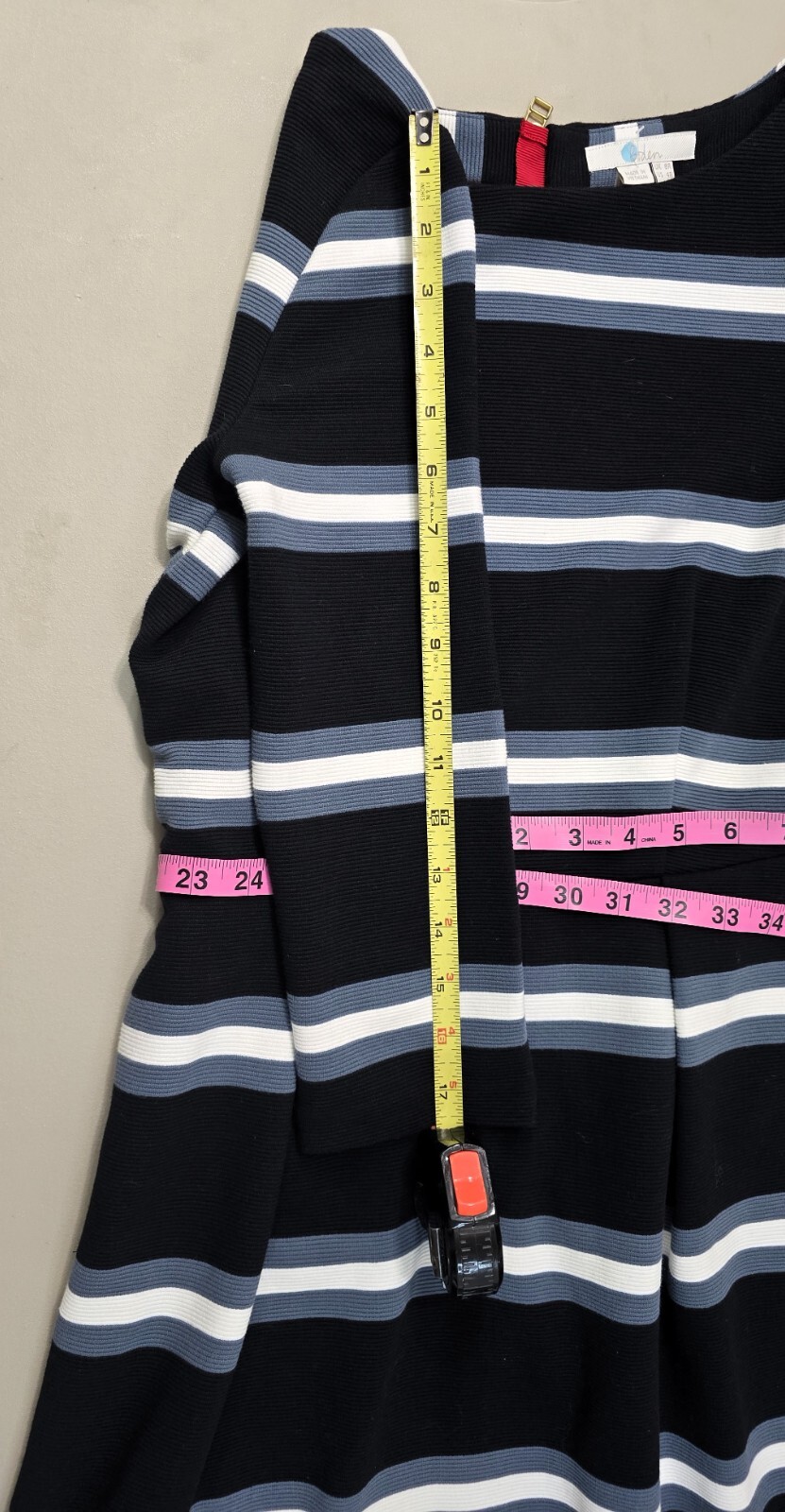 Boden Dress Women’s Size 4 - Black Stripe, Fit & Flare, Midi, with Pockets!
