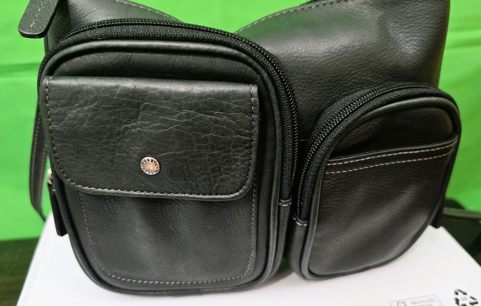 Fossil Black Leather Small Crossbody Bag – Perfectly Compact & Organized Handbag