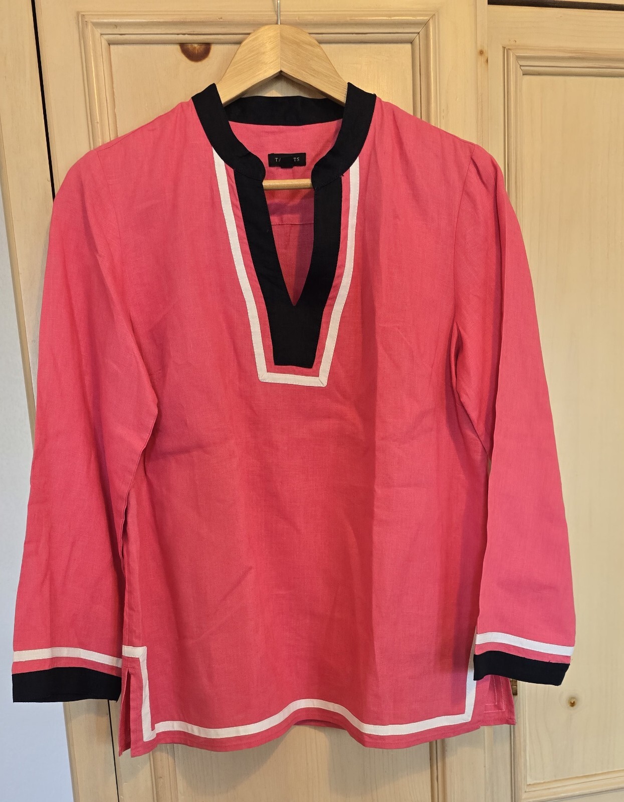 Talbots Women's Nautical Tunic - Size S | 100% Linen | Salmon Pink