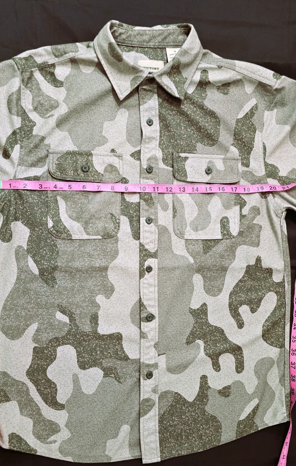 Victory Outfitters Men’s Long Sleeve 2-Pocket Shirt – Gray Camo – Size Medium