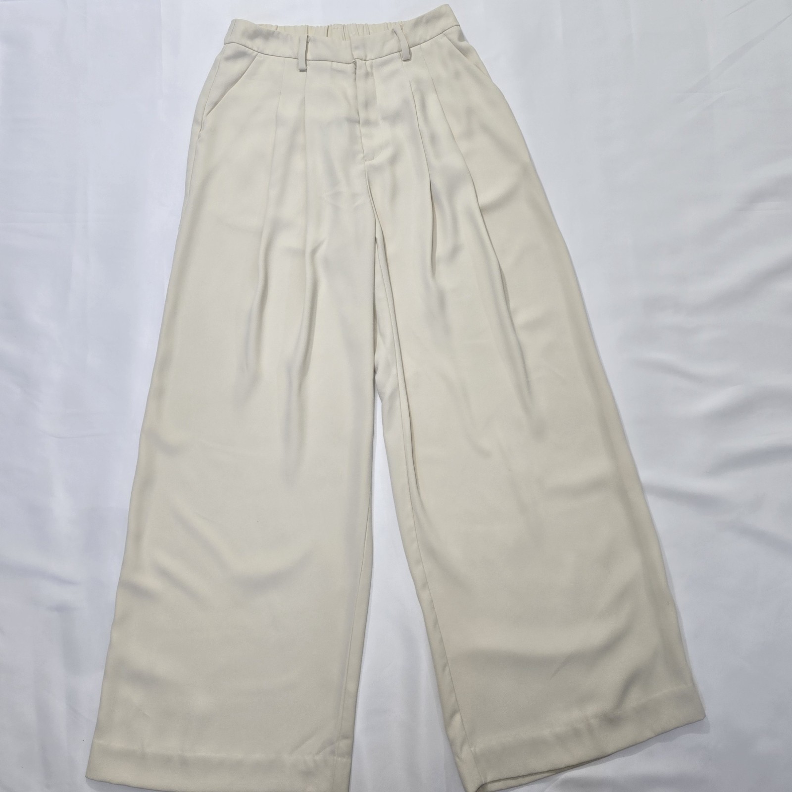 Maeve Anthropologie Avery Cream Wide-Leg Pleated Pants Women’s Size S