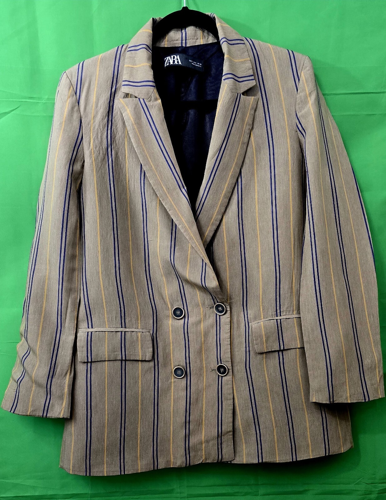 ZARA Striped Oversize Blazer - Size S, Bold and Stylish!