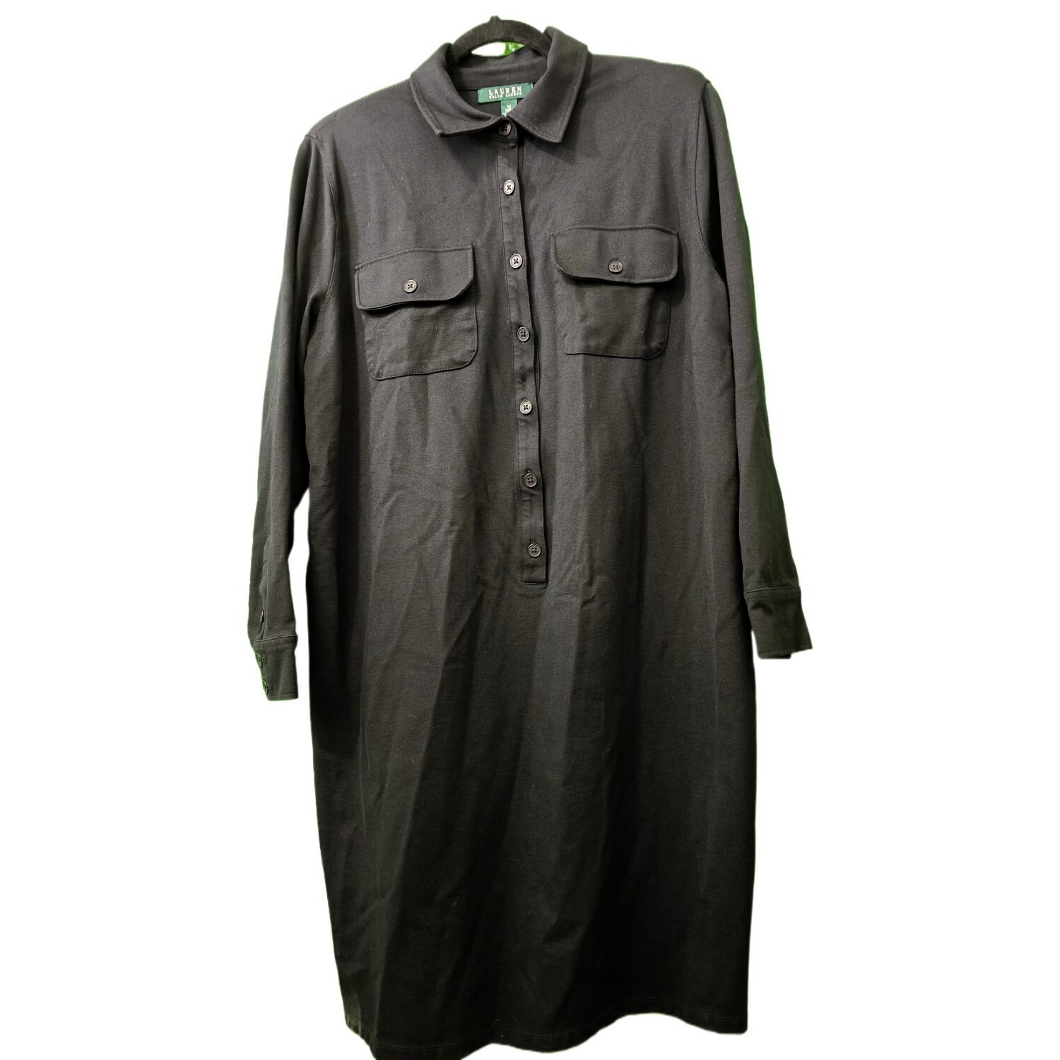 Lauren Ralph Lauren Women’s Black Long Sleeve Collared Dress, Size 1X.