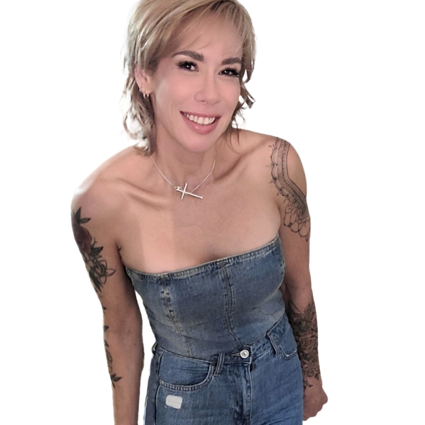 ZARA Denim Corset Tube Top Strapless Bustier Mid Blue Women’s M