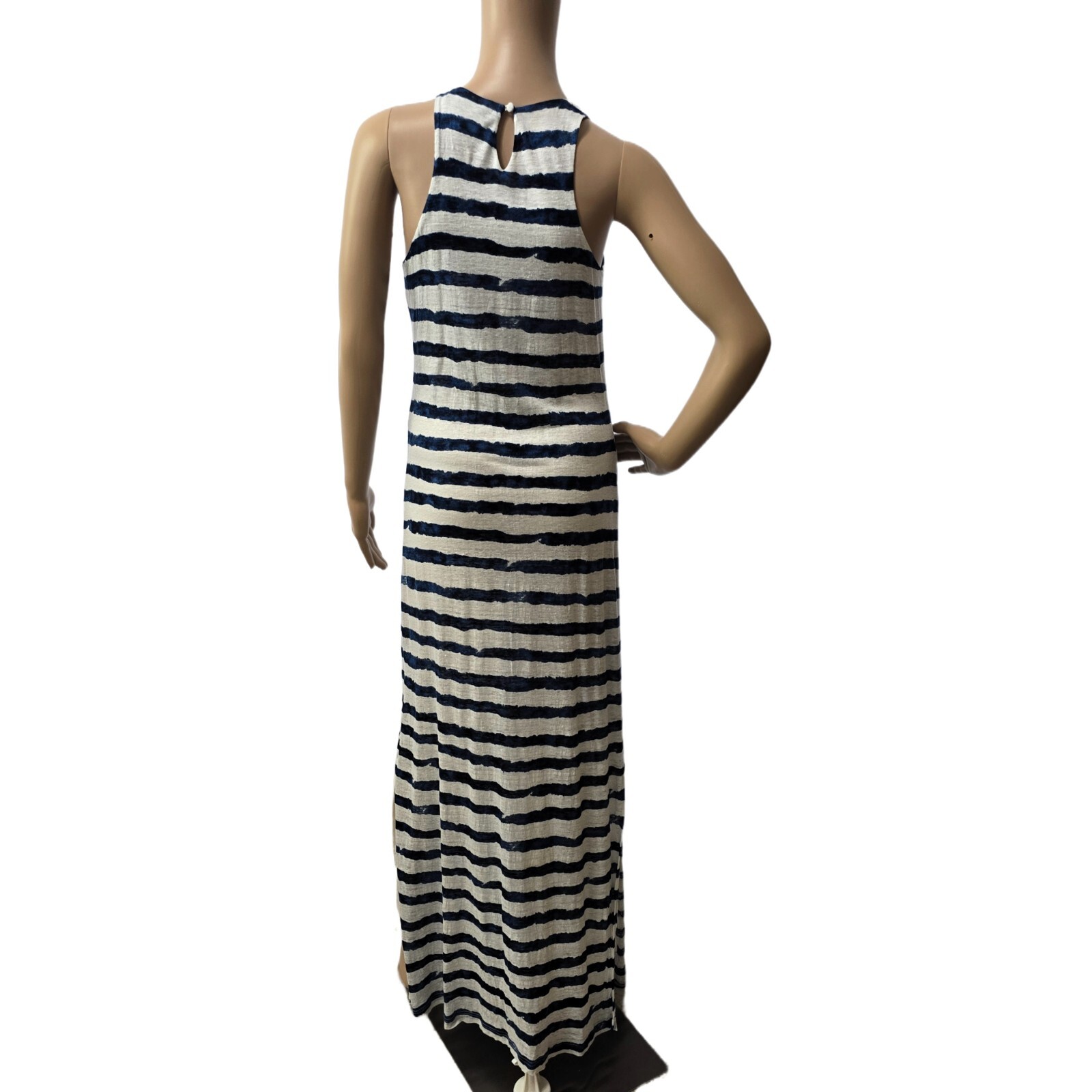Lauren Ralph Lauren Women's Maxi Dress Small – Blue & White Striped Linen
