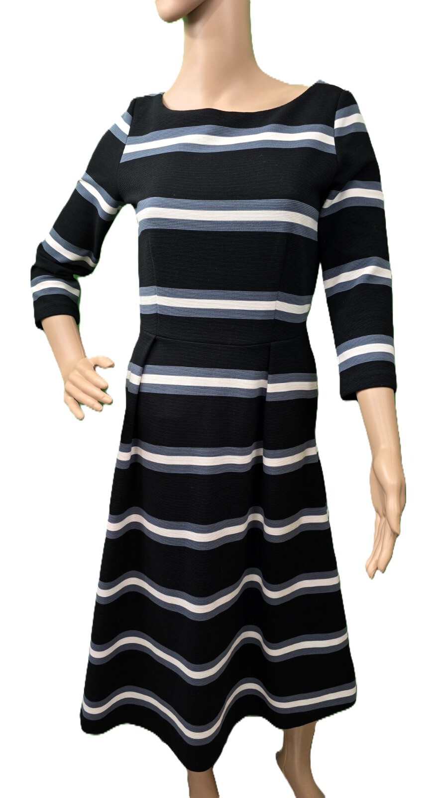 Boden Dress Women’s Size 4 - Black Stripe, Fit & Flare, Midi, with Pockets!