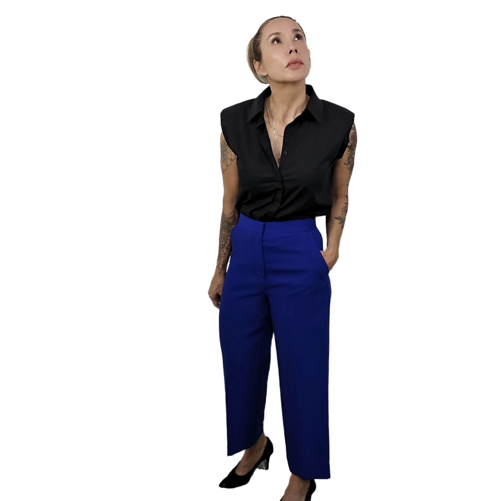 COS Women’s Blue Wool Blend Cropped Ankle Pants Size 6 – Tailored Pockets