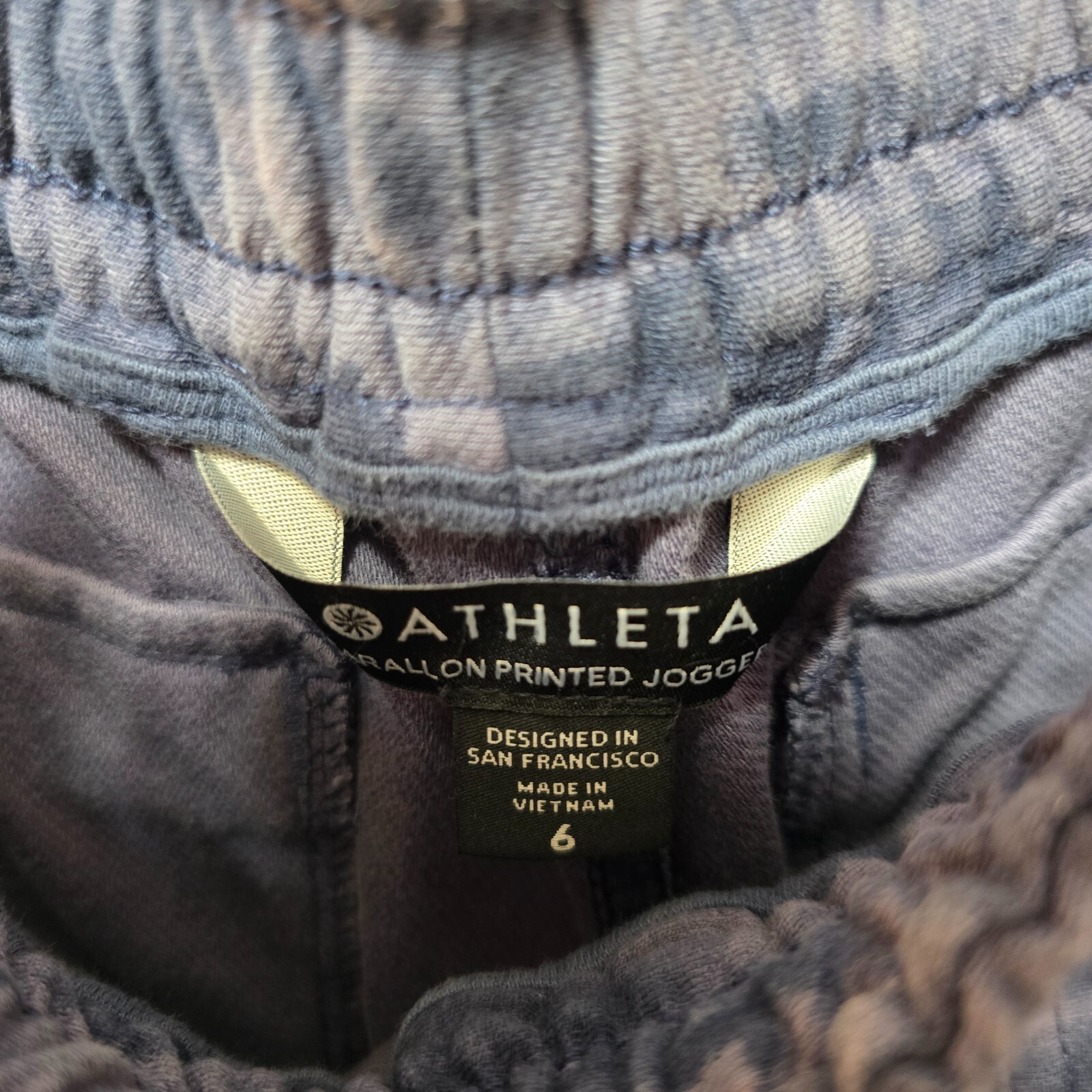 Athleta Farallon Printed Jogger Size 6 Inversion Medieval Violet Tie Dye Blue