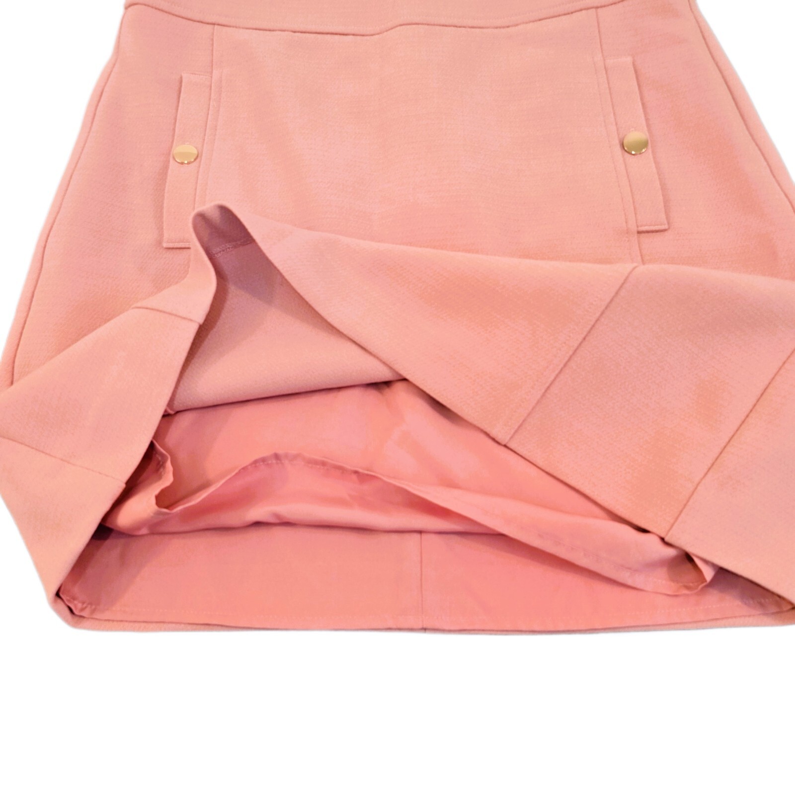 Ann Taylor LOFT Structured Woven Button Pocket Shift Skirt - Size 4, Cheery Pink