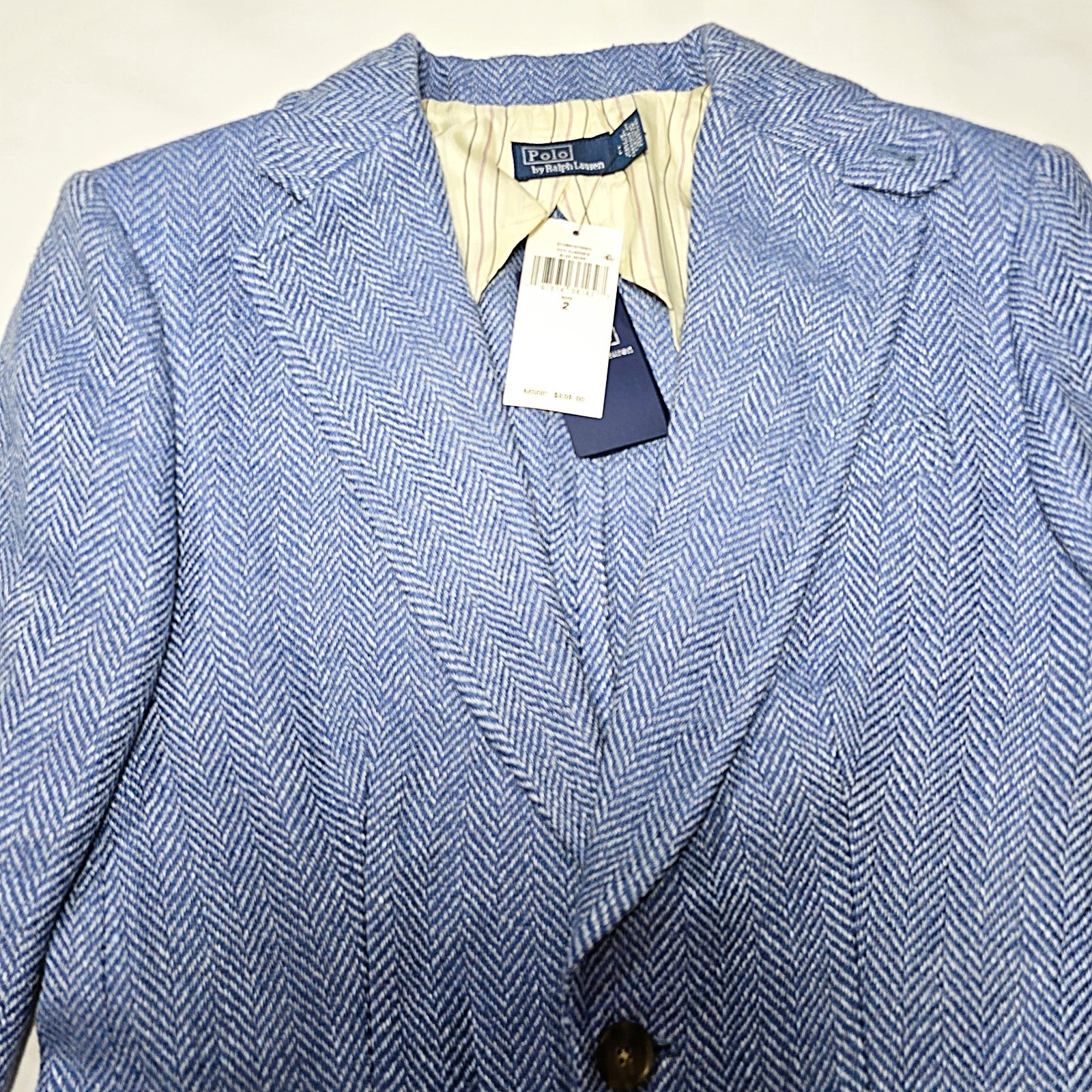 Polo Ralph Lauren Women’s Herringbone Linen Silk Wool Blazer Size 2 NWT