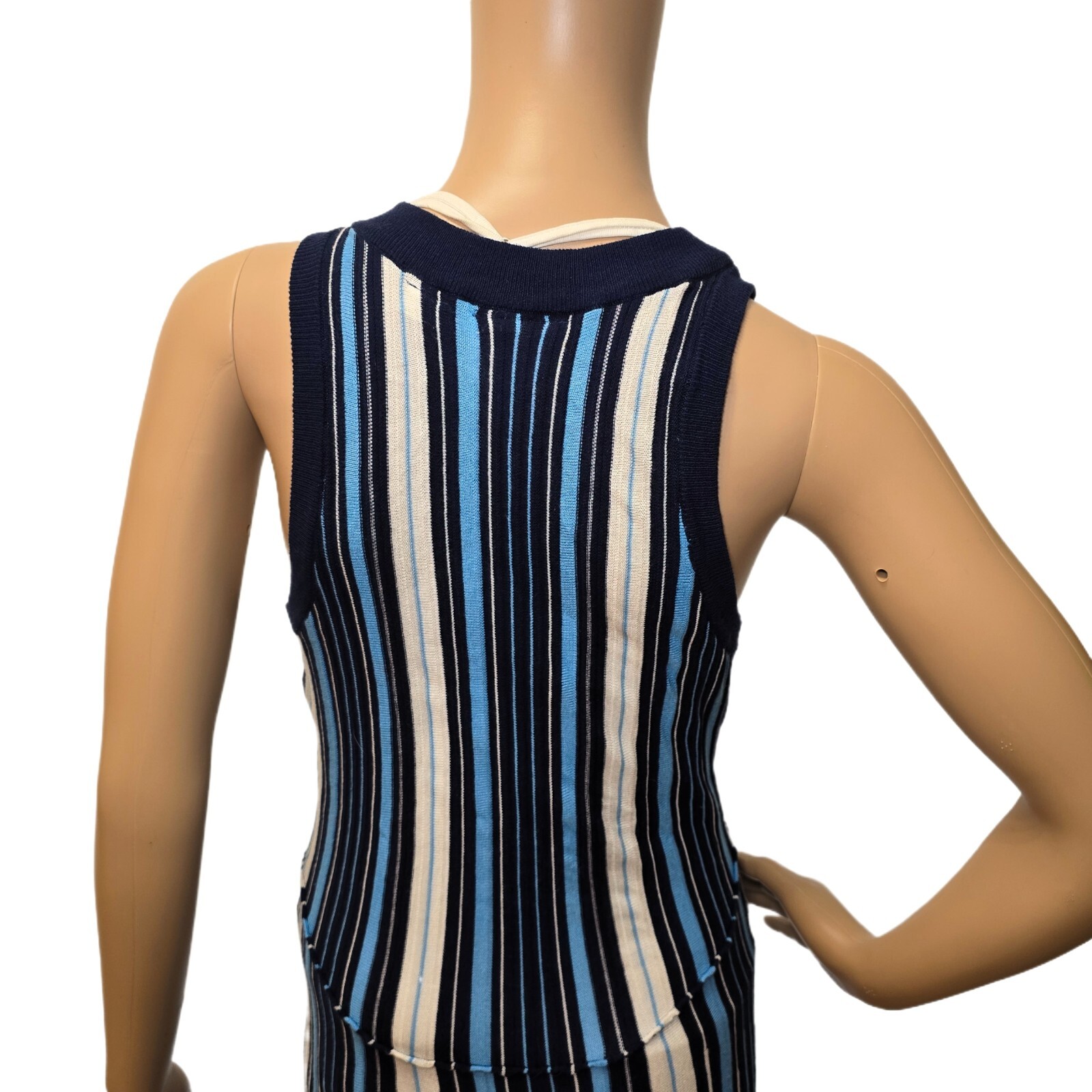 Anthropologie Maeve Lisanne Sweater Maxi Dress – Size S, Blue and White Striped