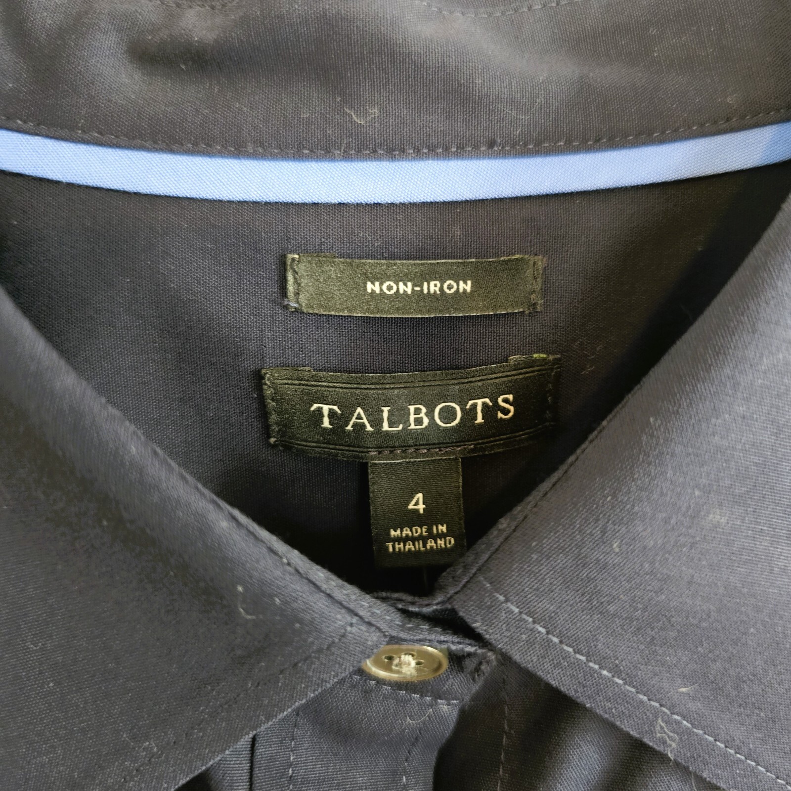 Talbots Women's Size 4 Dark Blue Long-Sleeved Button-Down Shirt – NWT
