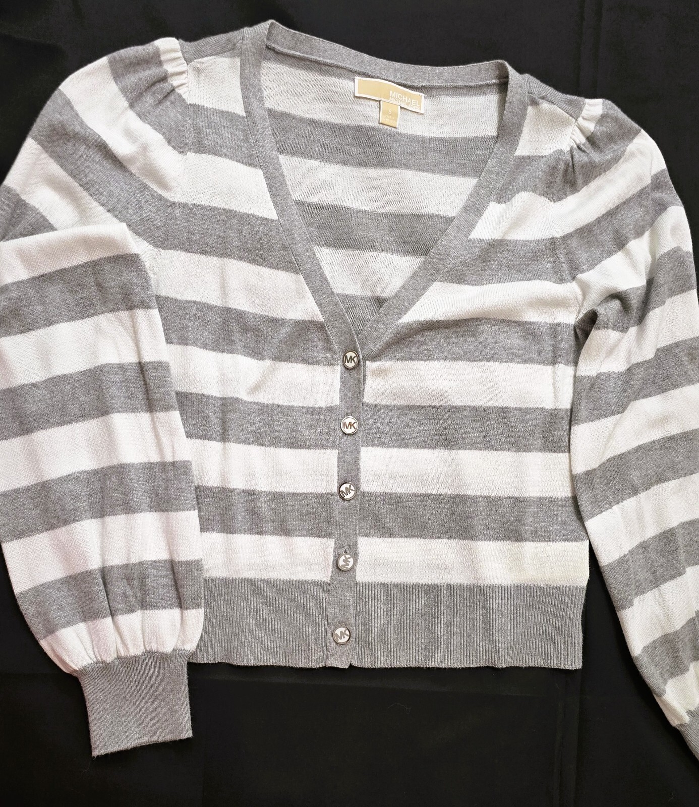 Michael Kors Women’s White and Gray Cardigan Sweater Size S