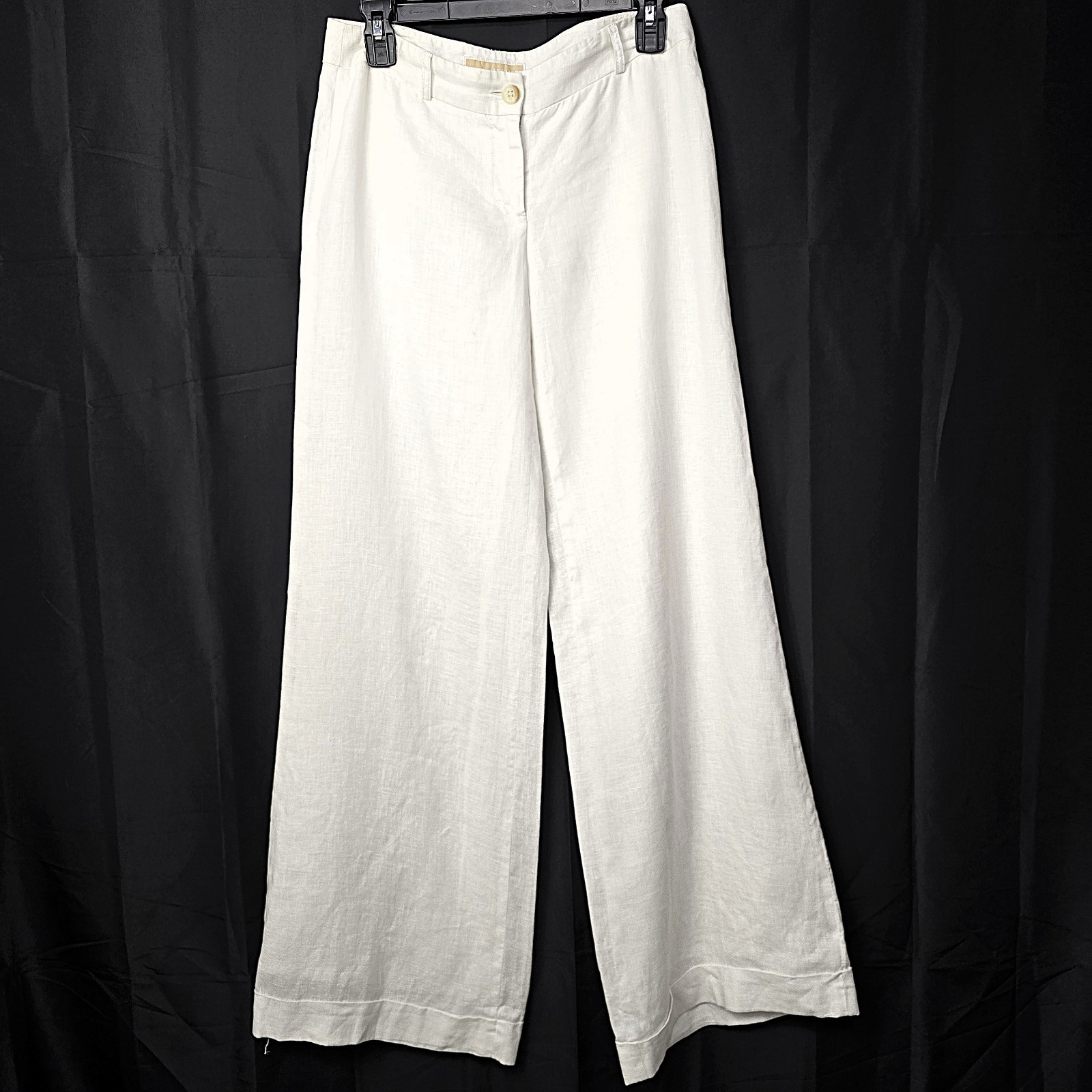 Michael Kors Women’s 100% Linen Wide-Leg Pants Off-White Size 2