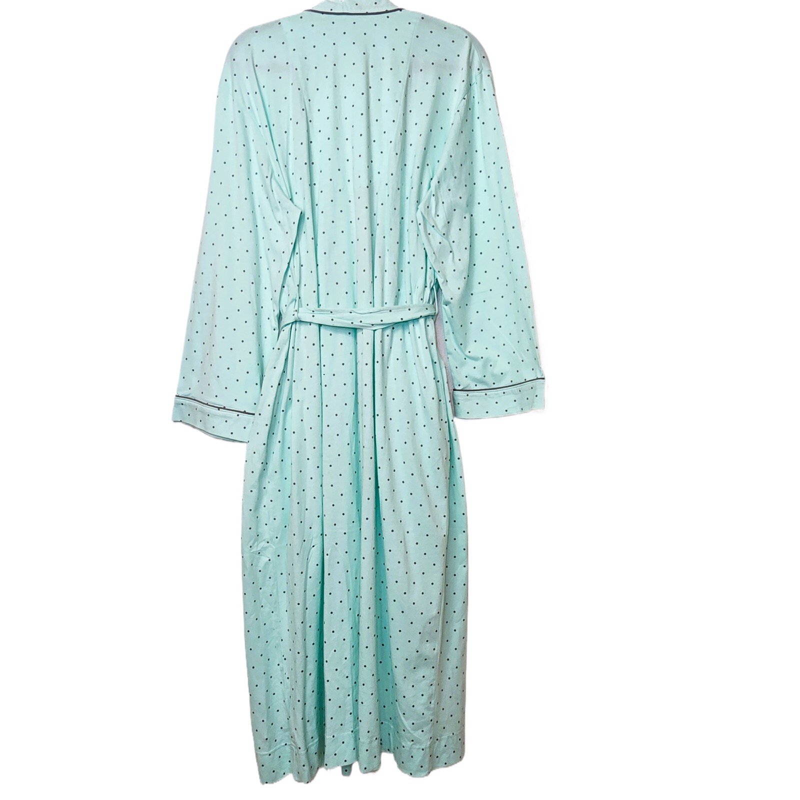 PajamaGram Women's Classic Polka Dots Long Robe M/L – 100% Cotton NWT