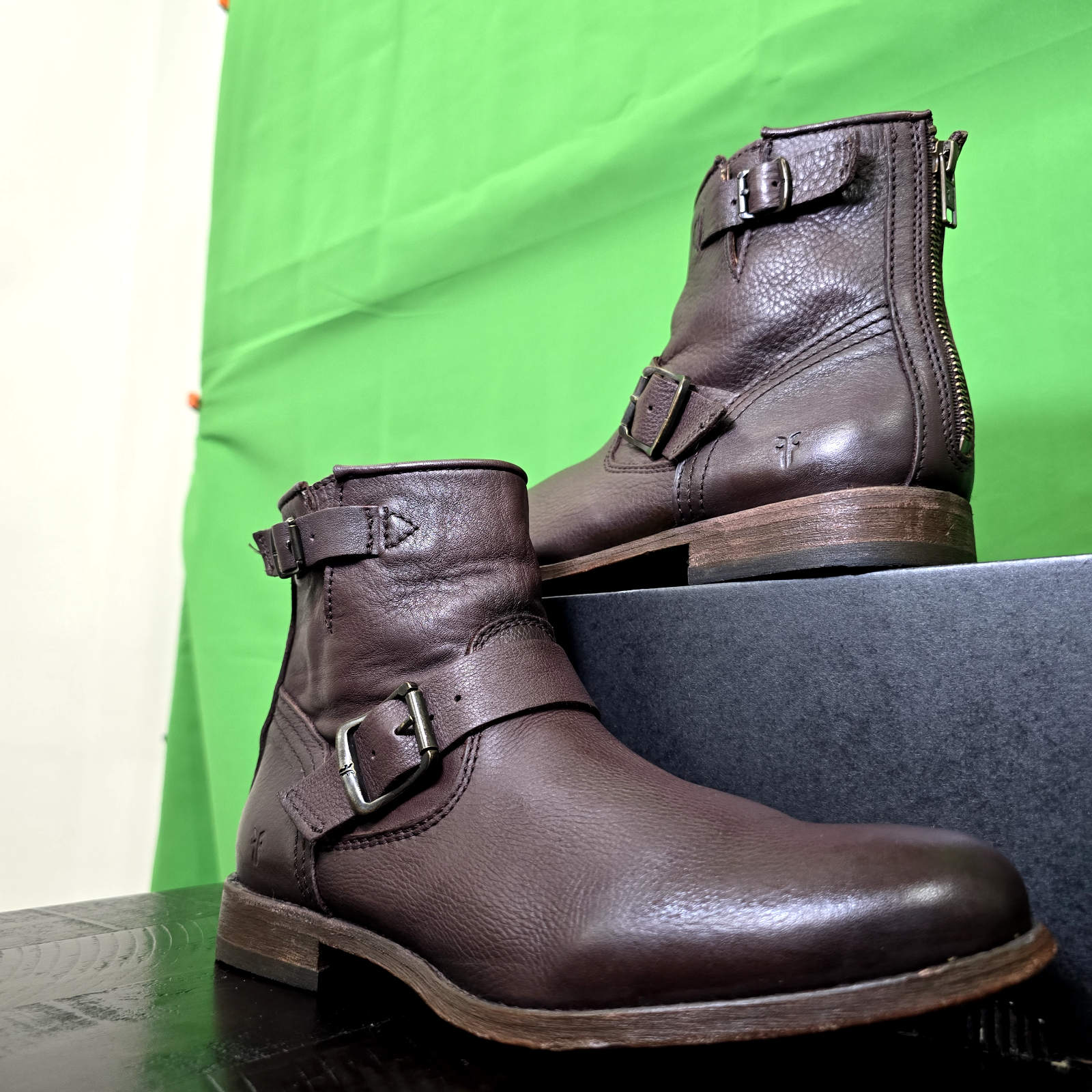 FRYE Women's Tyler-SVL Engineer Ankle Boot, Dark Brown, Size 8.5 B US