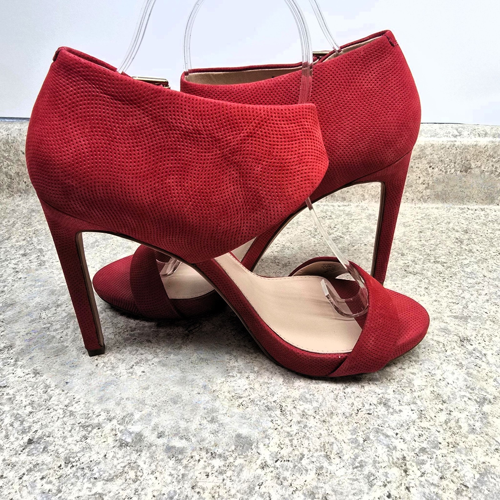 Vince Camuto Red Faux Suede Ankle Cuff Stiletto Heels – US 7.5 M