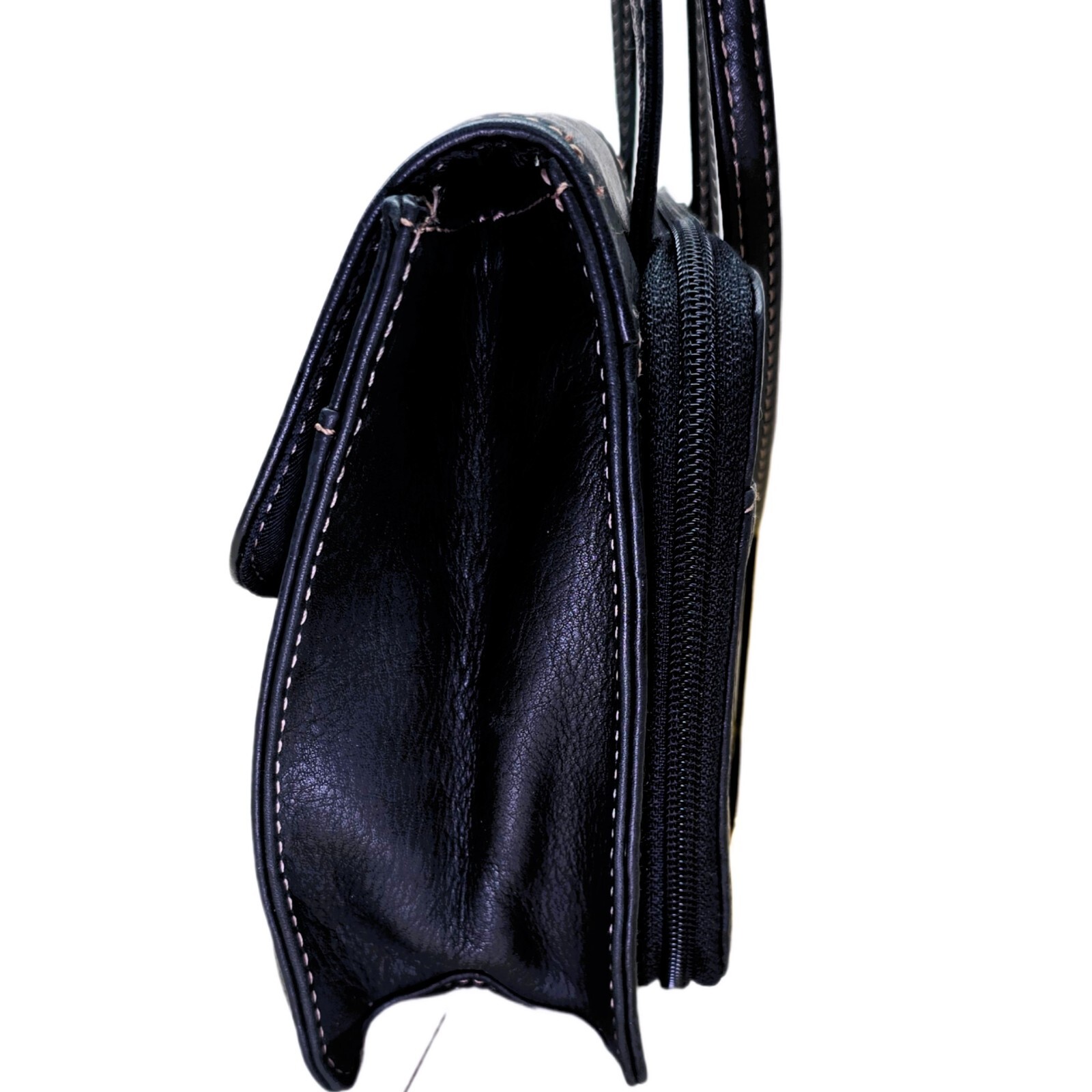 Fossil Pebble Black Leather Crossbody Wallet Purse – Genuine Leather