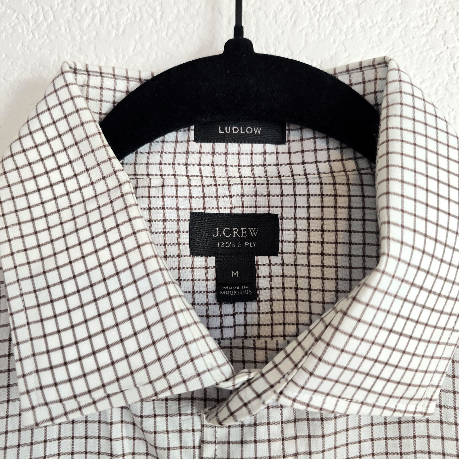 J.Crew Ludlow 120s 2-Ply Men’s Dress Shirt – Size Medium – Brown & White Check
