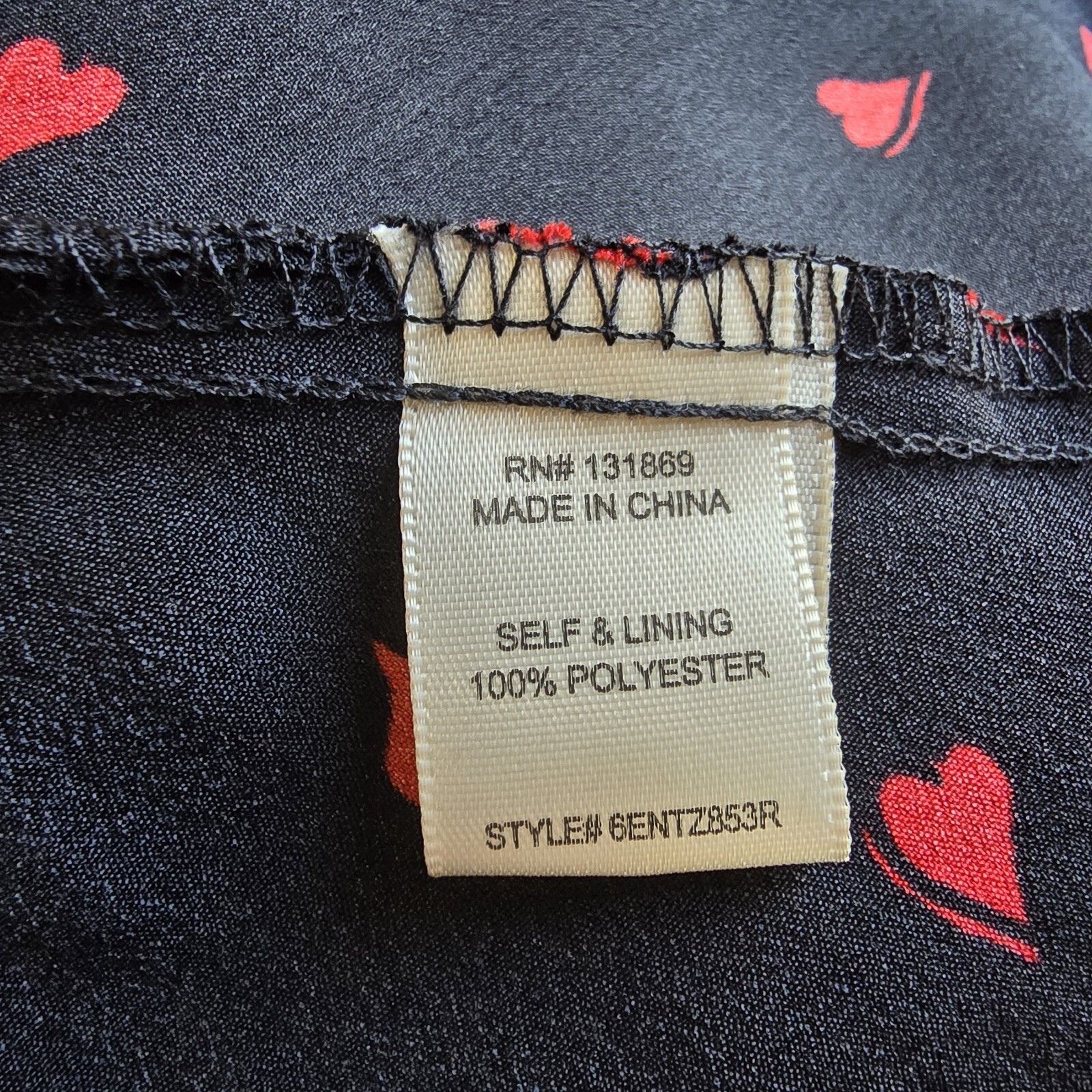 Inspired Hearts Women's Black Puff Sleeve Dress S Red Heart Print
