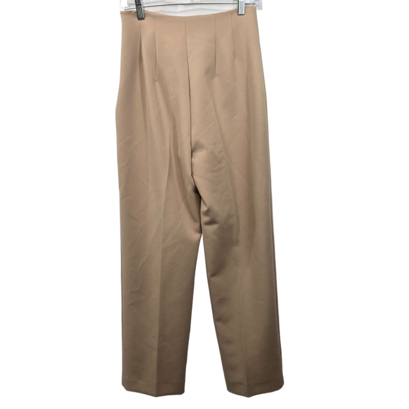Zara Women's High Waisted Beige Trousers With Button Waist Detail - Size S