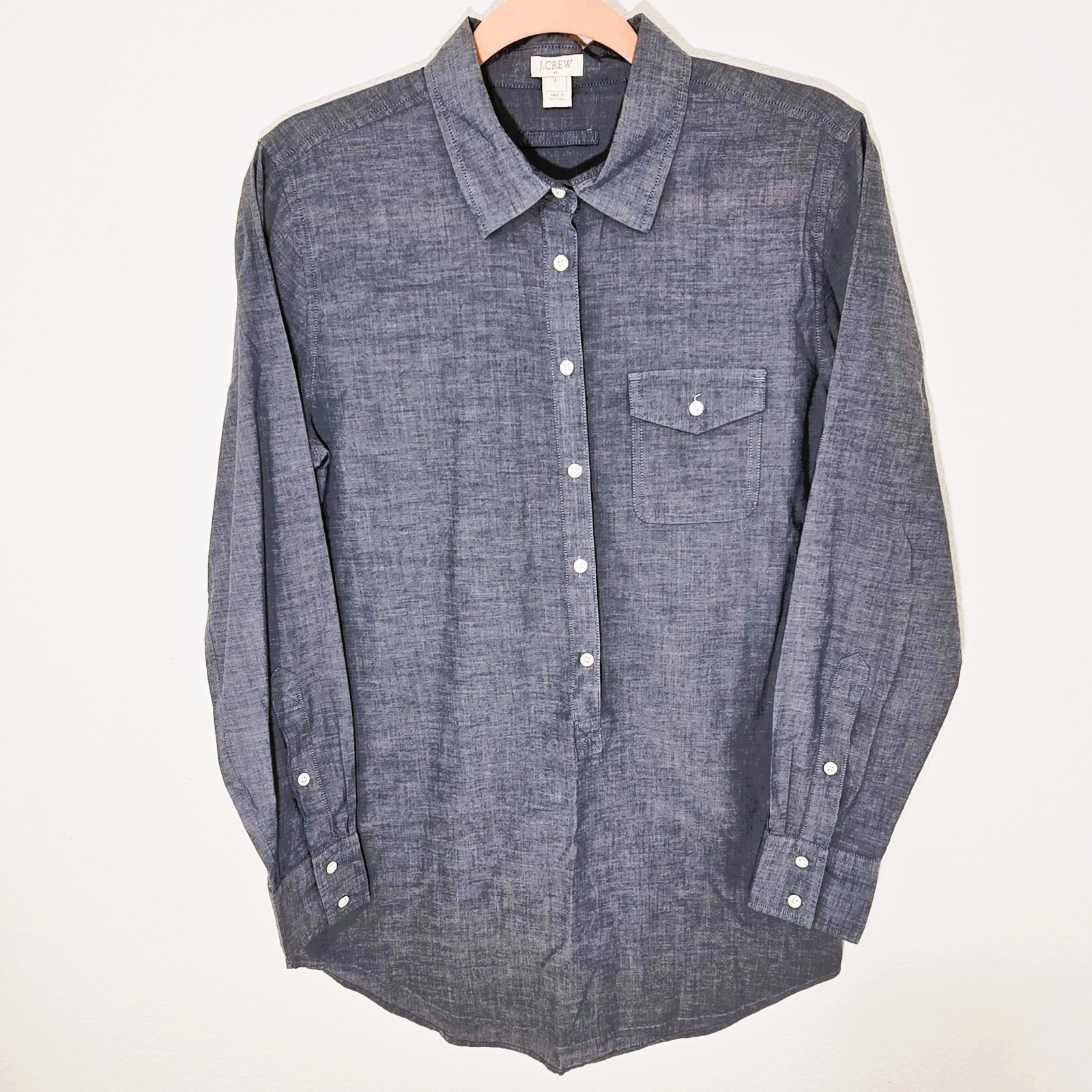 J.Crew Factory Chambray Tunic Top Women’s Size S Light Blue Cotton