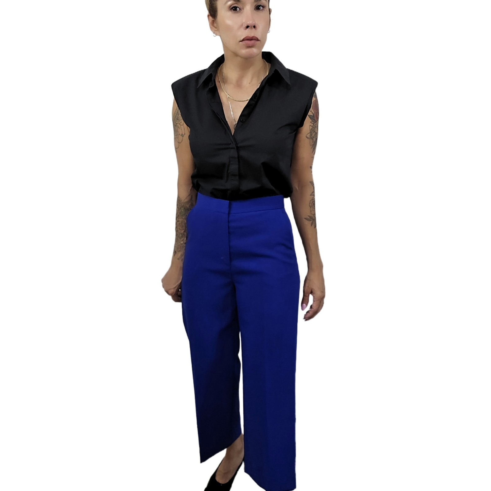 COS Women’s Blue Wool Blend Cropped Ankle Pants Size 6 – Tailored Pockets