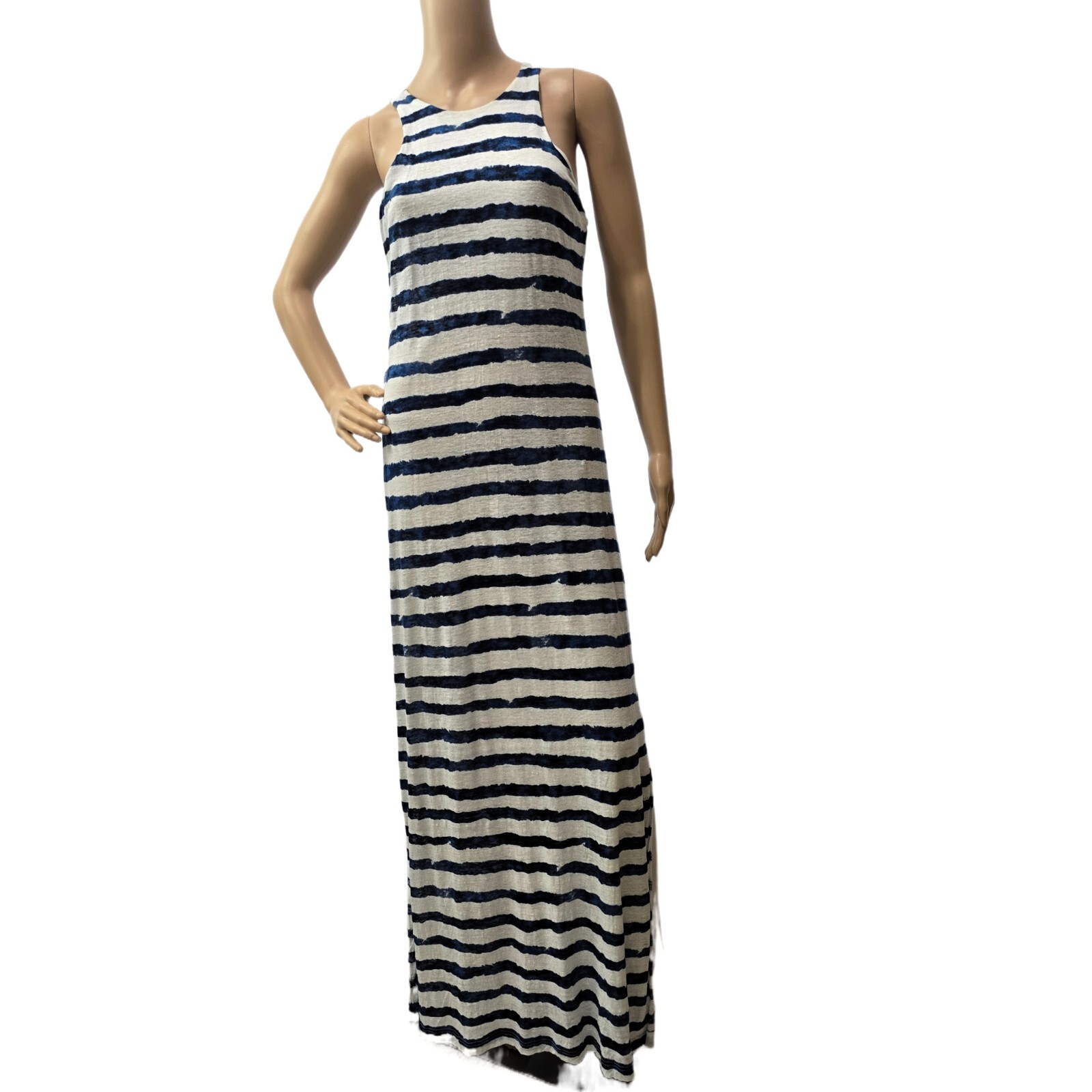 Lauren Ralph Lauren Women's Maxi Dress Small – Blue & White Striped Linen