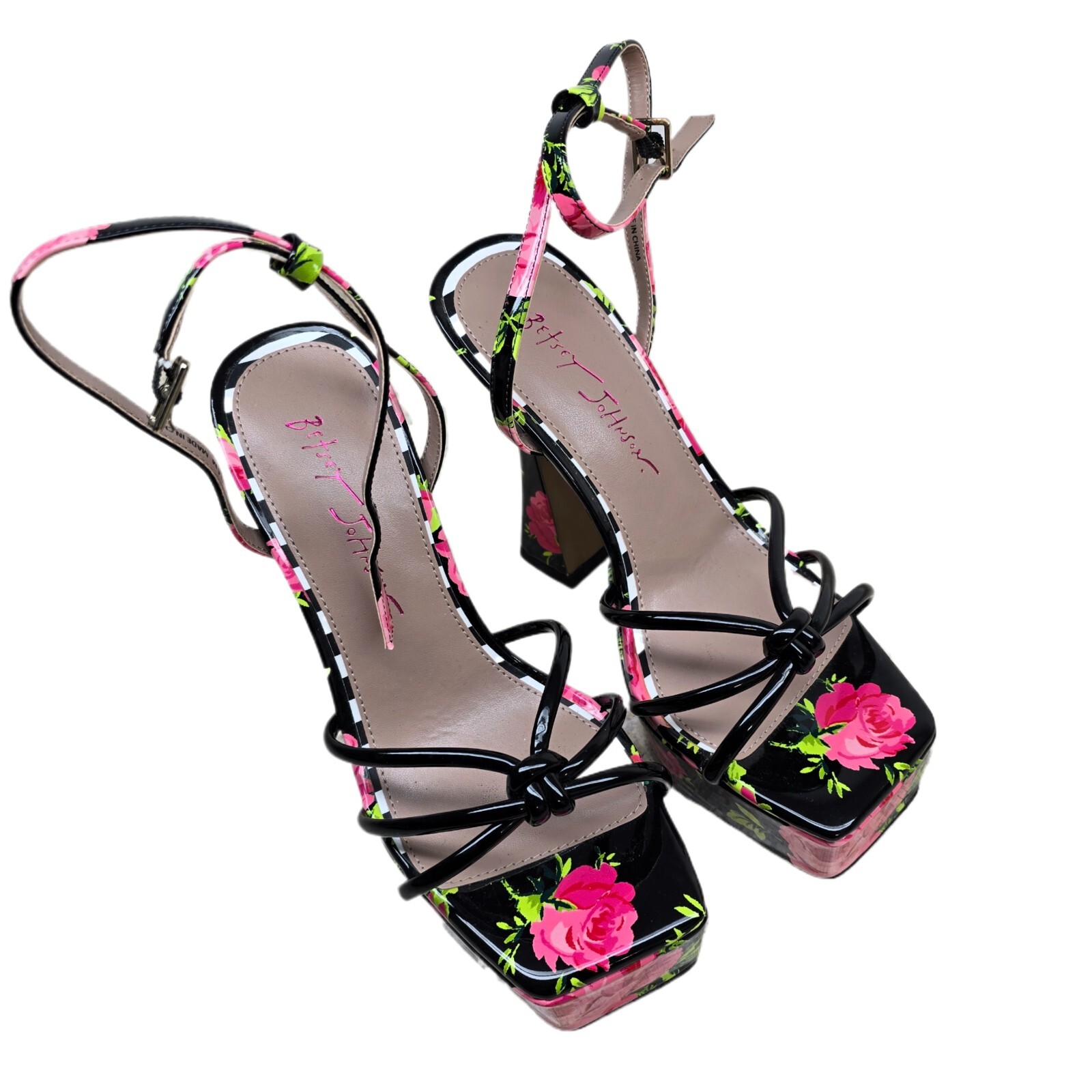 BETSEY JOHNSON Women's Tiky Platform Heel – Floral Print, Size 7.5M, New