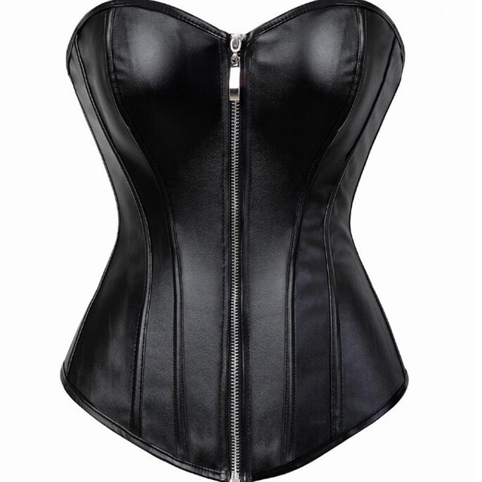 Steampunk-Inspired Faux Leather Corset Top, Size S – Stylish and Versatile